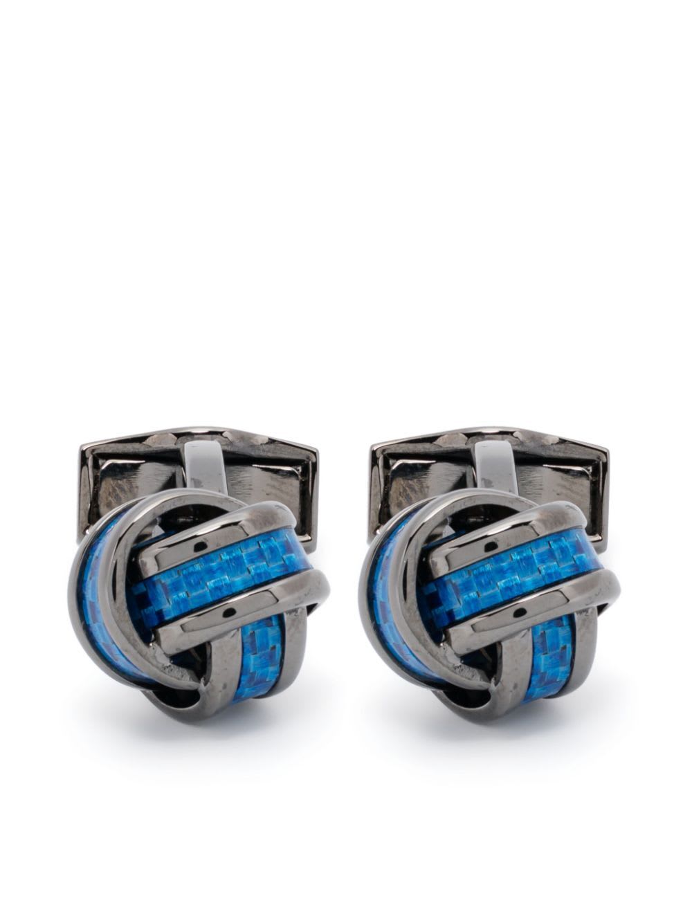 Cufflinks Node Brass Gun Metal Palladium Alutex Blue