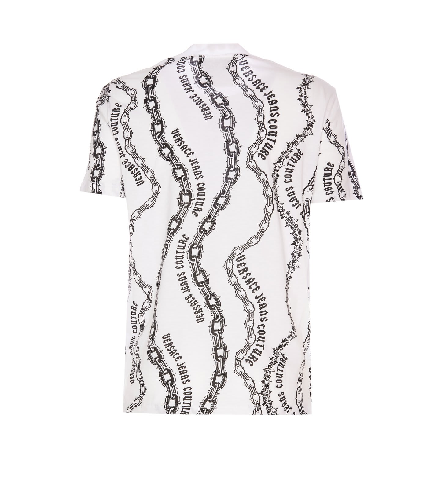 Shop Versace Jeans Couture Chain Couture Printed Crewneck T-shirt In White