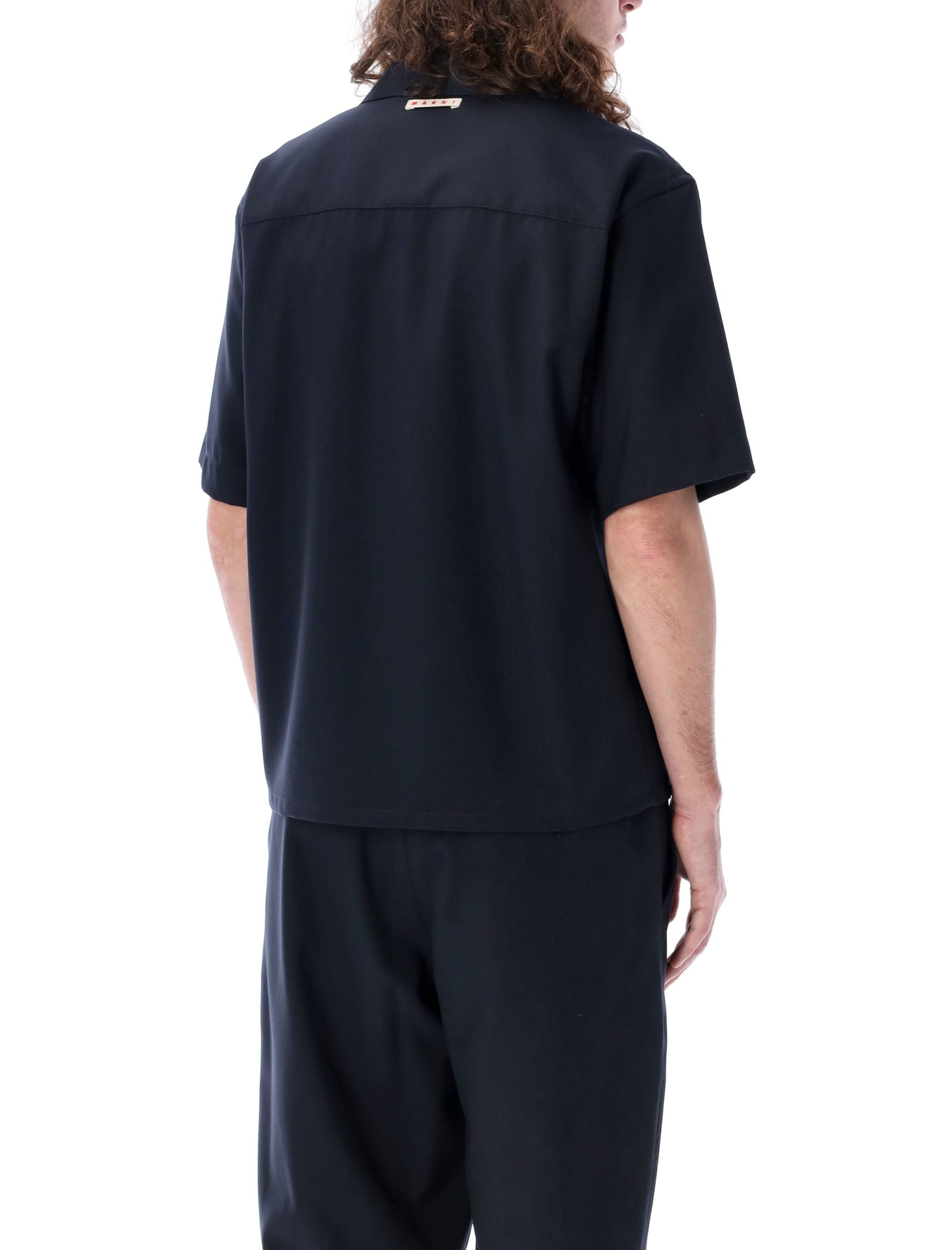 Shop Marni Bowling Tropical Shirt In Blue/black