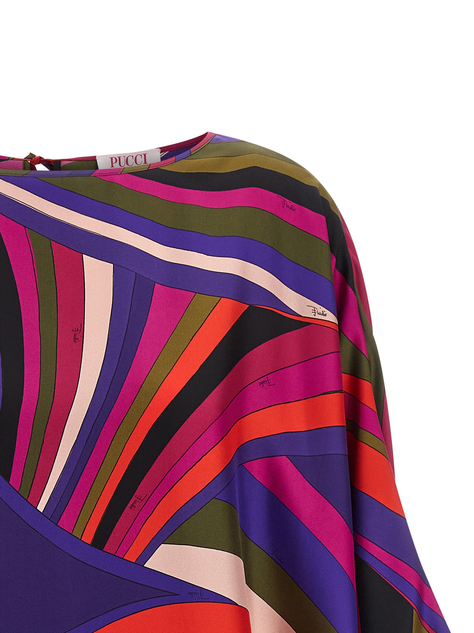 Pucci Iris Print Silk Short Kaftan Clothing In Multi