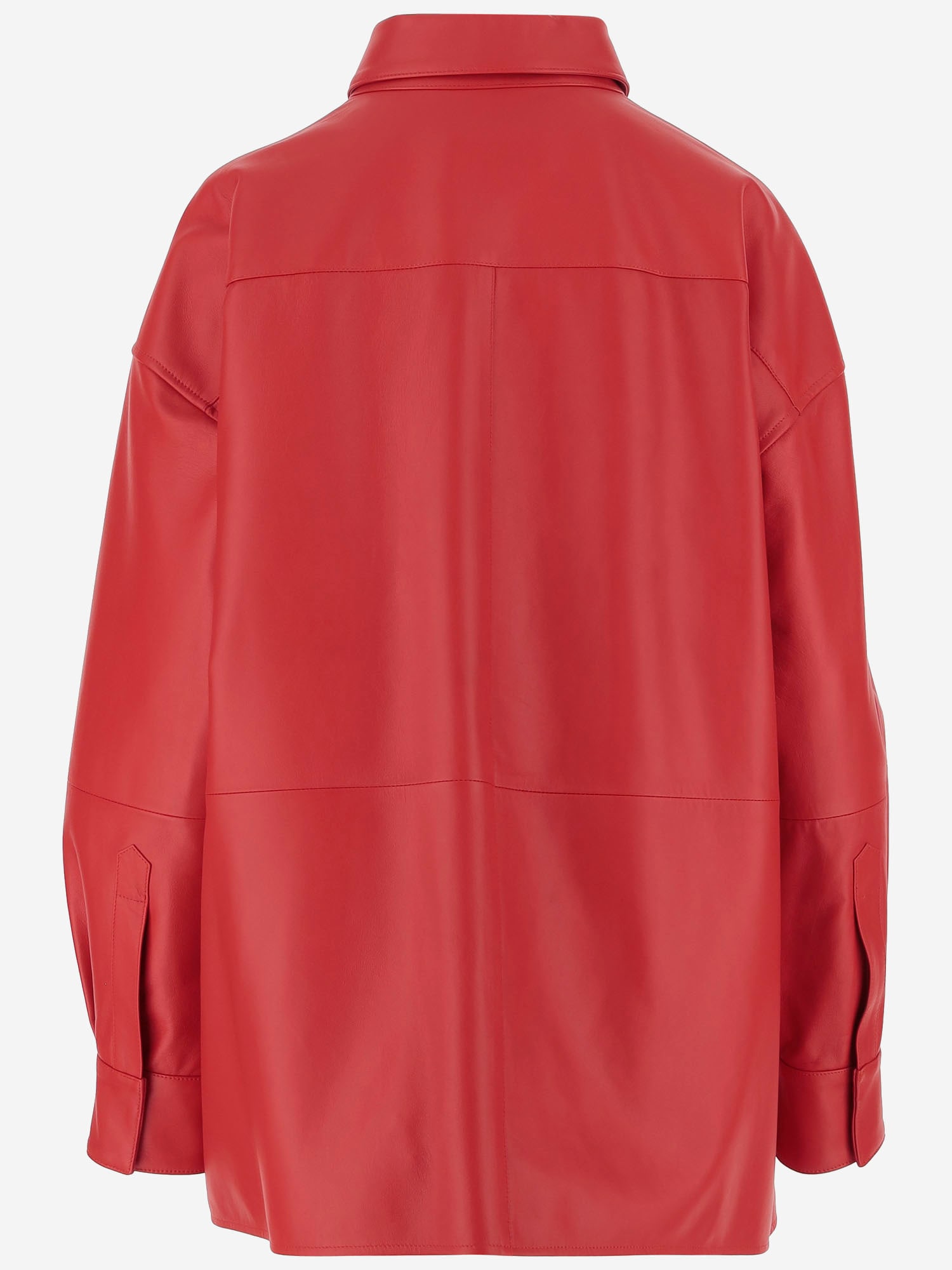 Shop Armarium Leo Leather Shirt In Red