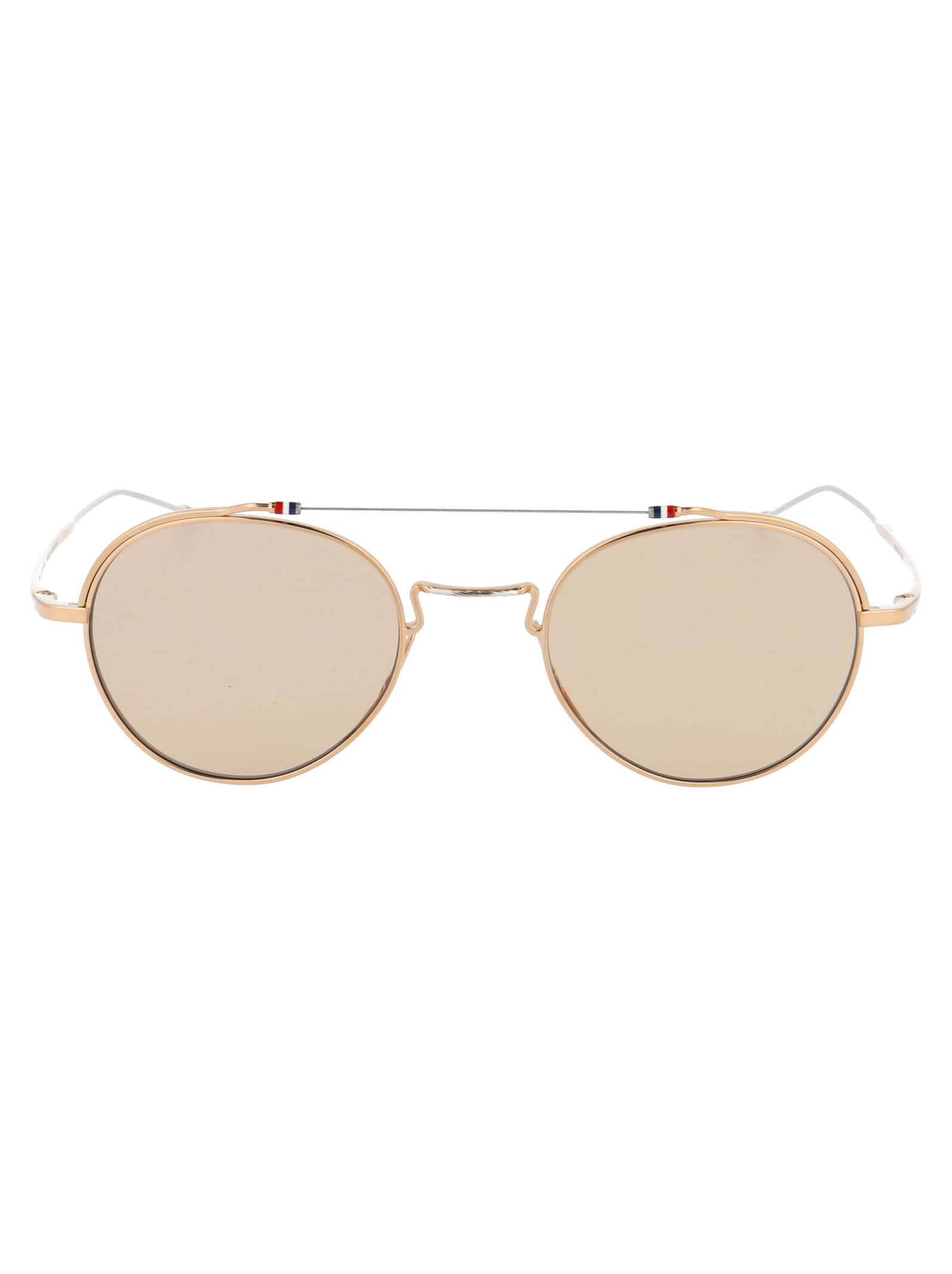 Thom Browne Tb-912 Sunglasses In White Gold - Silver W/ Light Brown - Ar