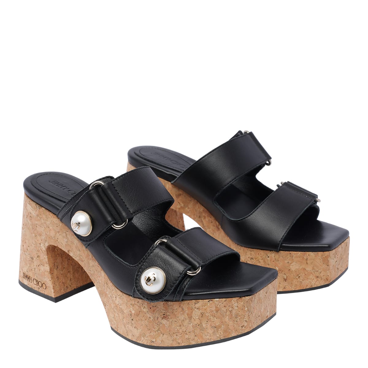 Jimmy Choo Heeled Sandals Pearl Embellishments In Black