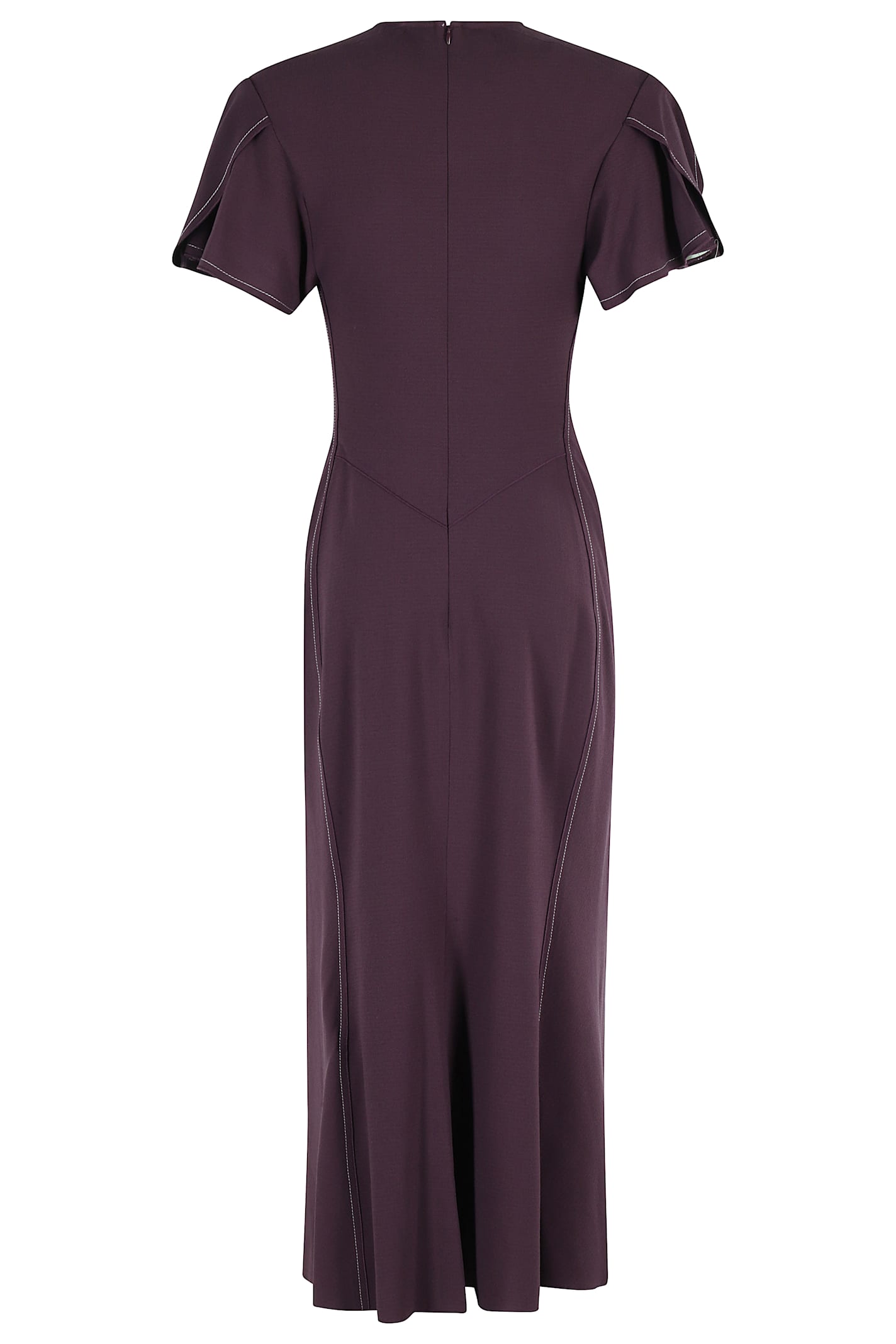 Shop Victoria Beckham Gathered V-neck Midi Dress In Fig