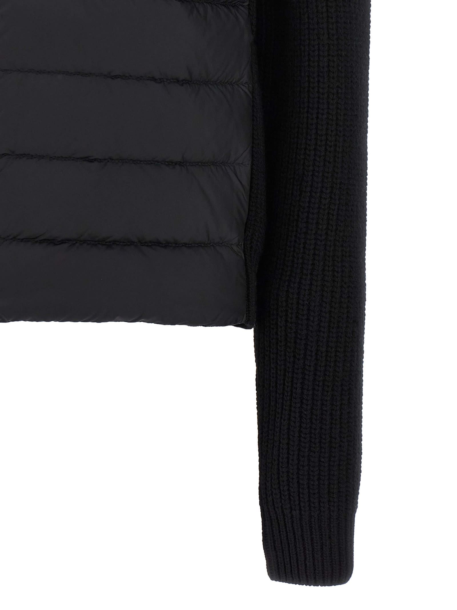 Moncler Padded Cardigan Puffer Jackets Black In Blue