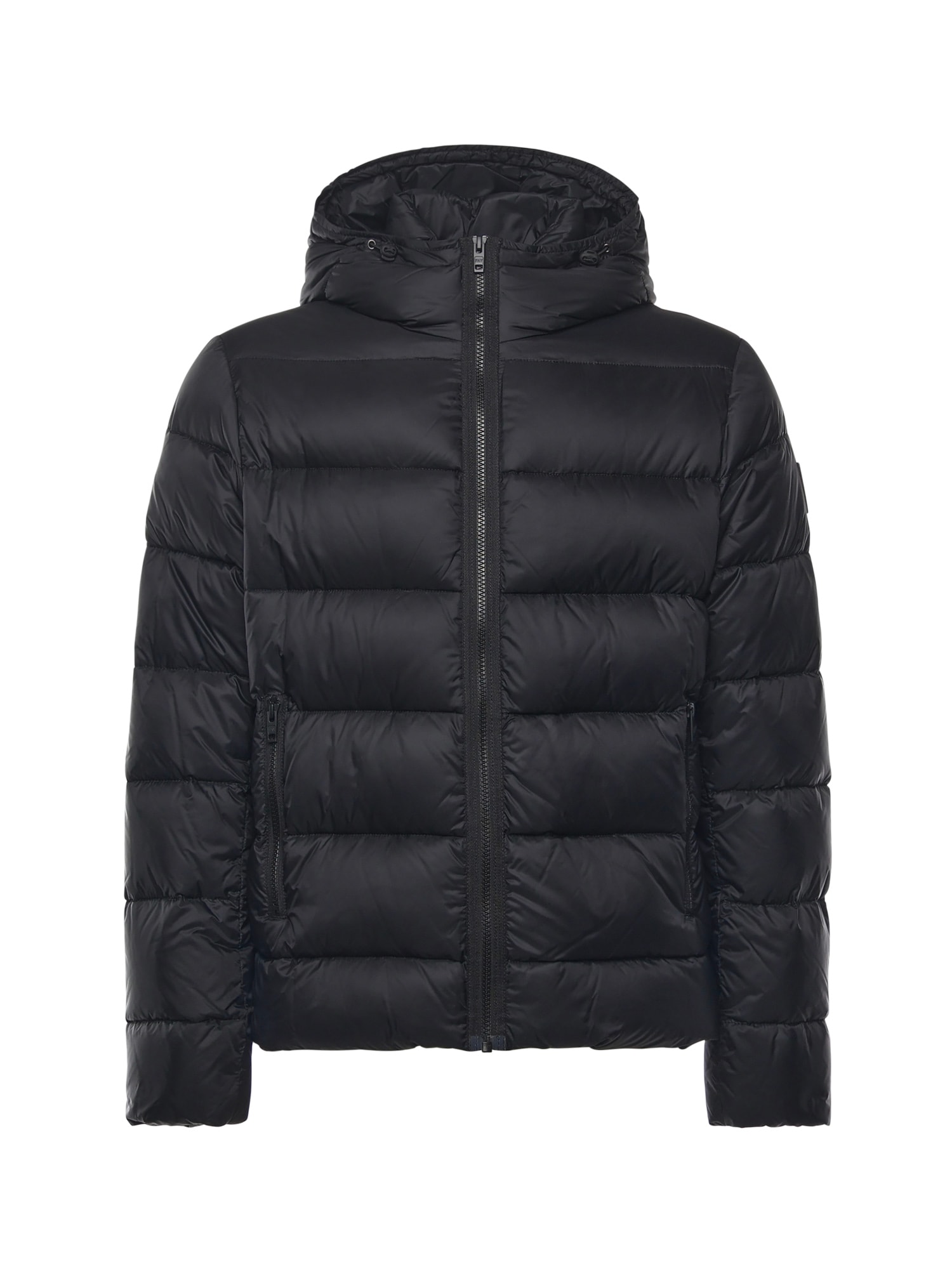 Fay Double-front Down Jacket In Calendered Poplin In Black