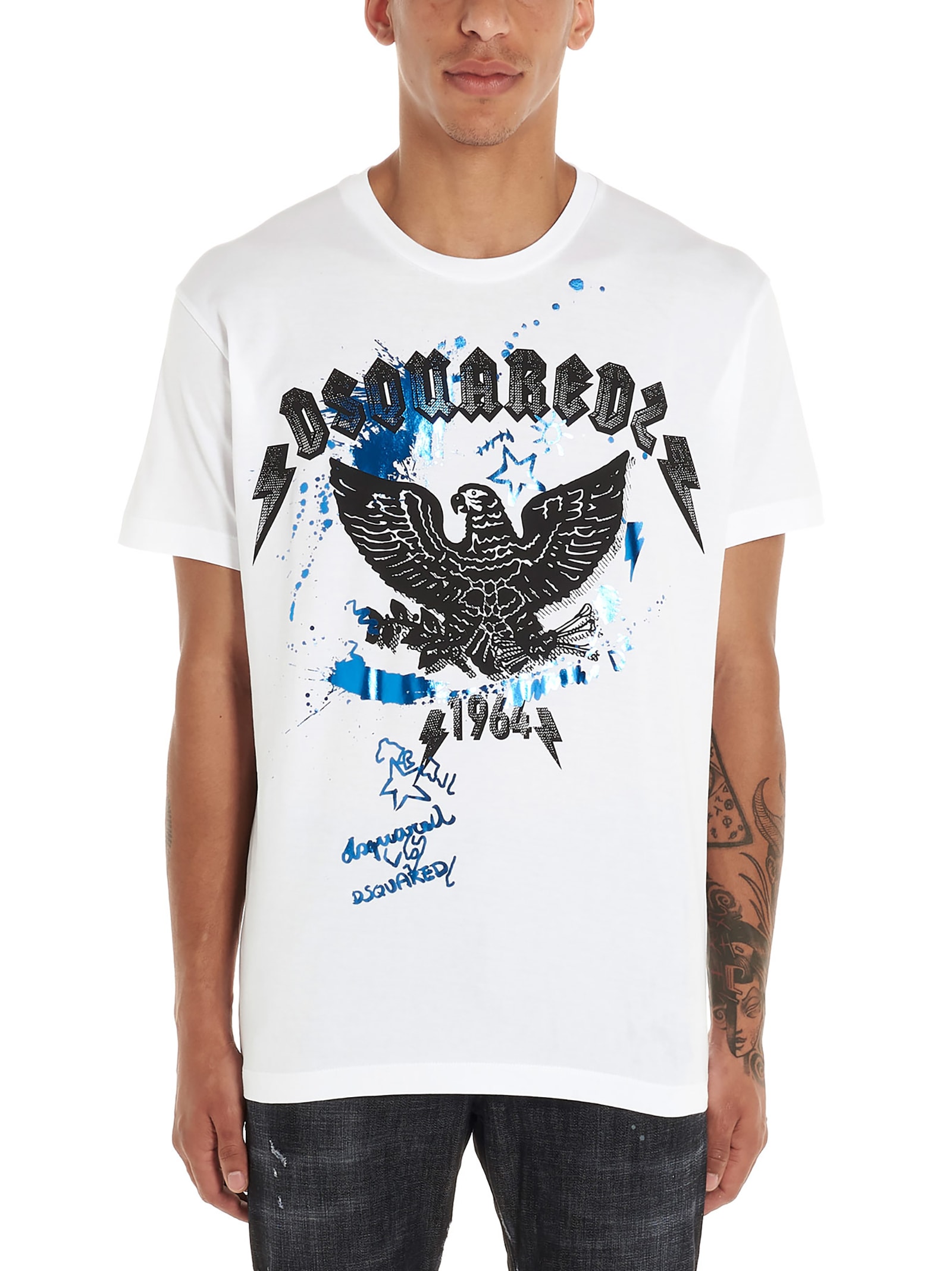 white and blue dsquared t shirt