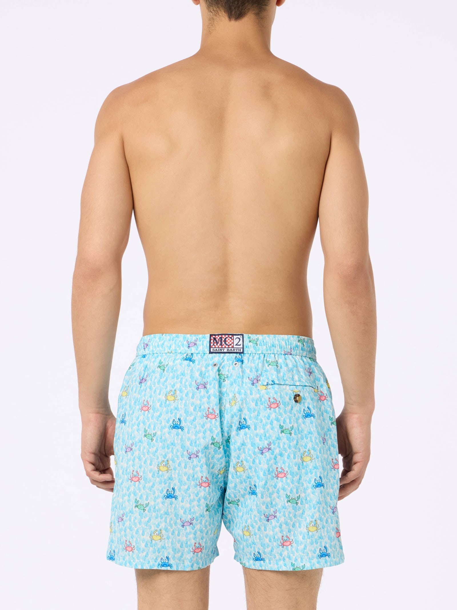 MC2 SAINT BARTH COMFORT LIGHT CLASSIC STRETCH SWIM SHORTS WITH CRABS PRINT