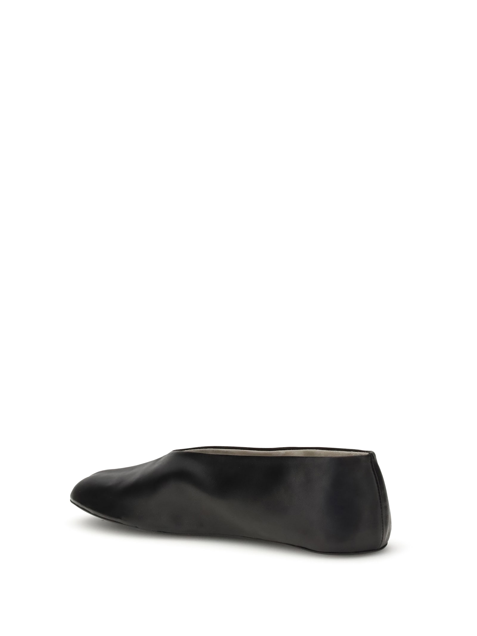 The Row Stella Slipper Leather Ballerinas In Black