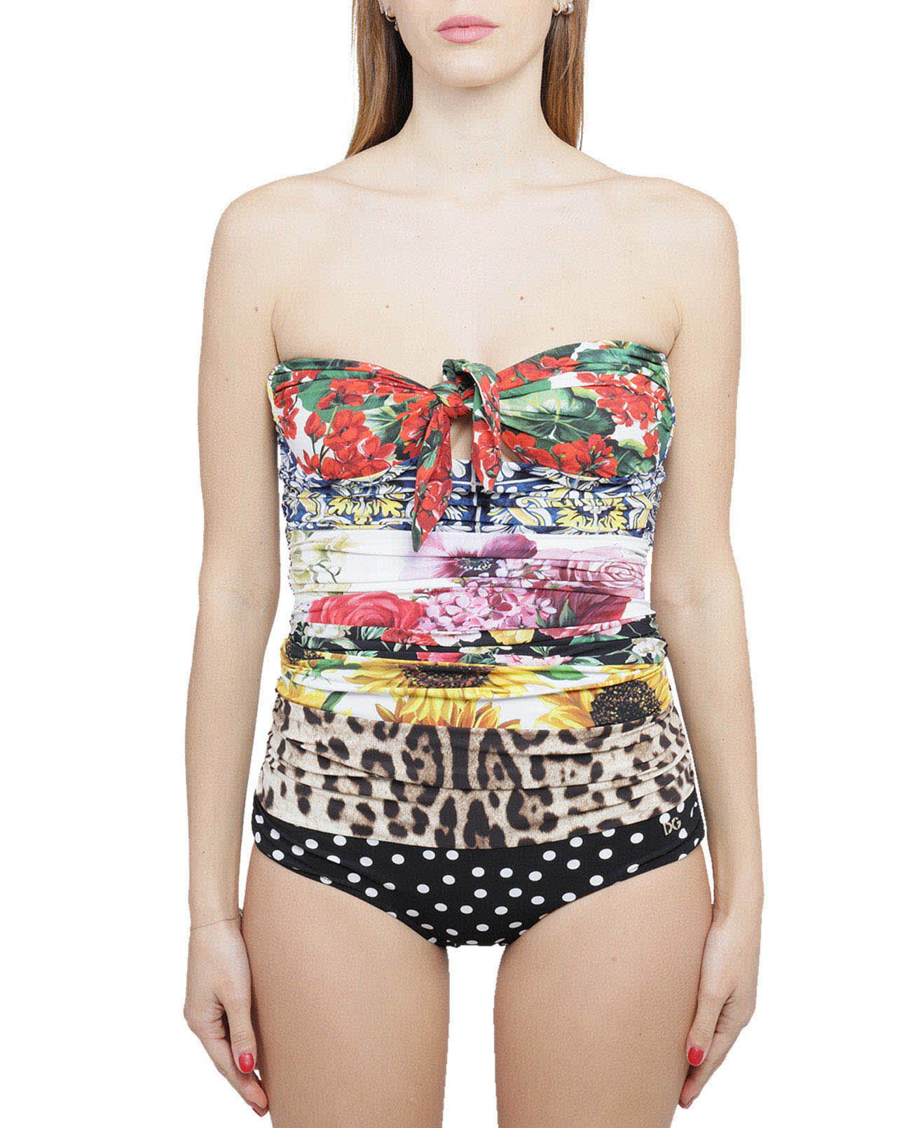 Dolce & Gabbana Patchwork Swimsuit In Multi