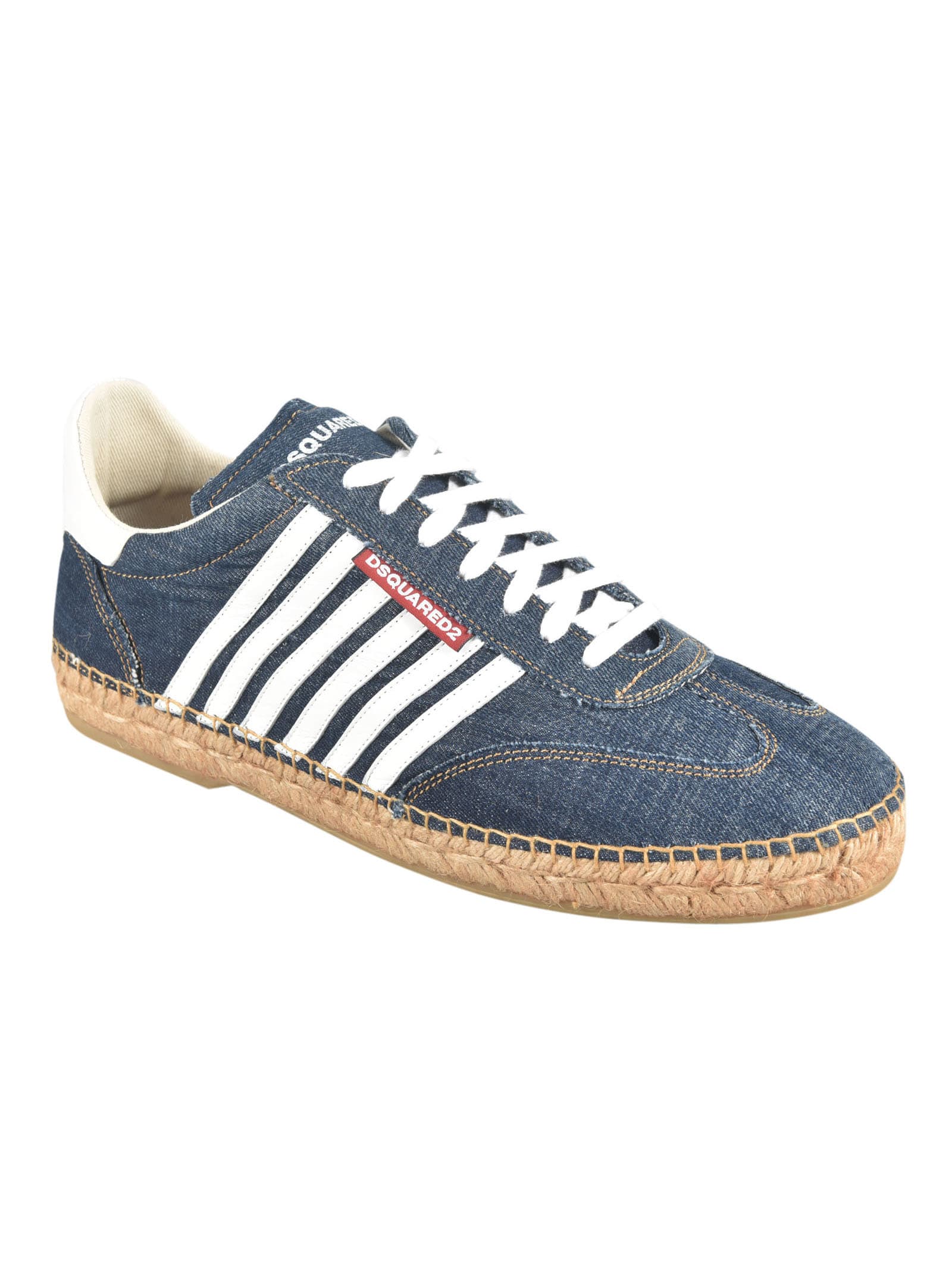 Shop Dsquared2 Laced-up Espadrilles In Denim