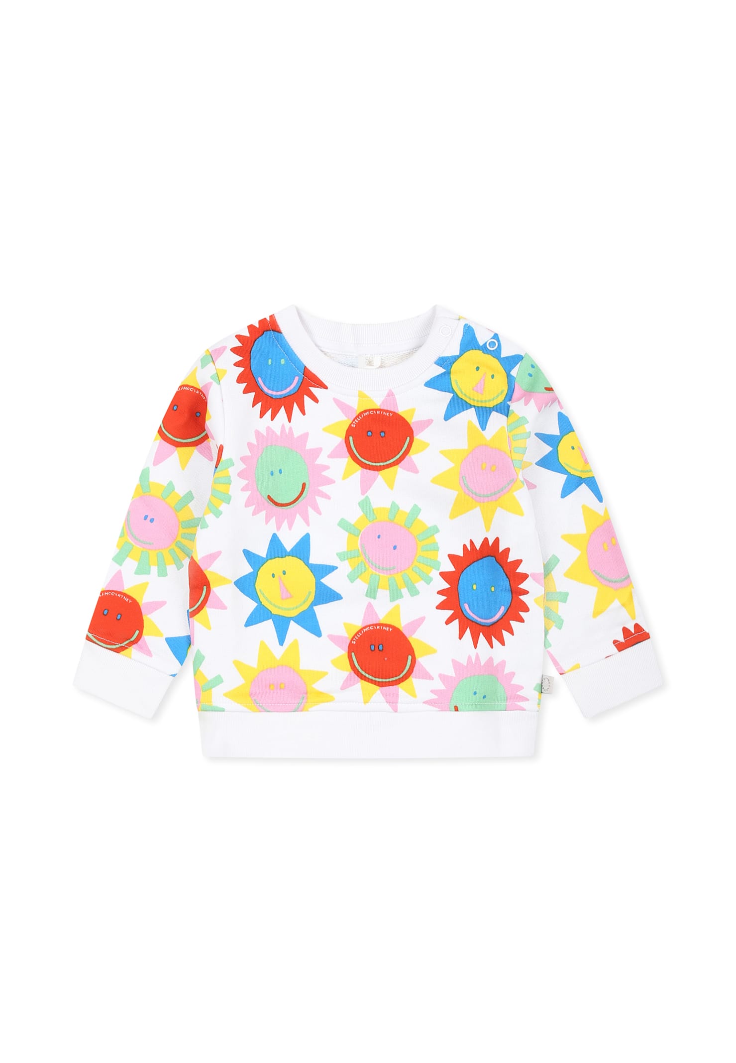 Stella Mccartney White Sweatshirt For Baby Gitl With Sun In White