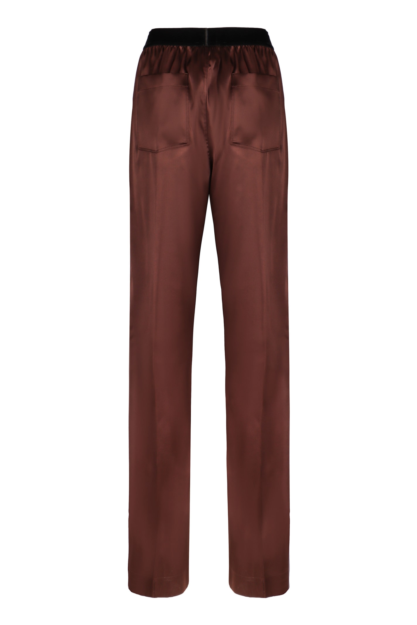 Shop Tom Ford Silk Trousers In Dark Brown