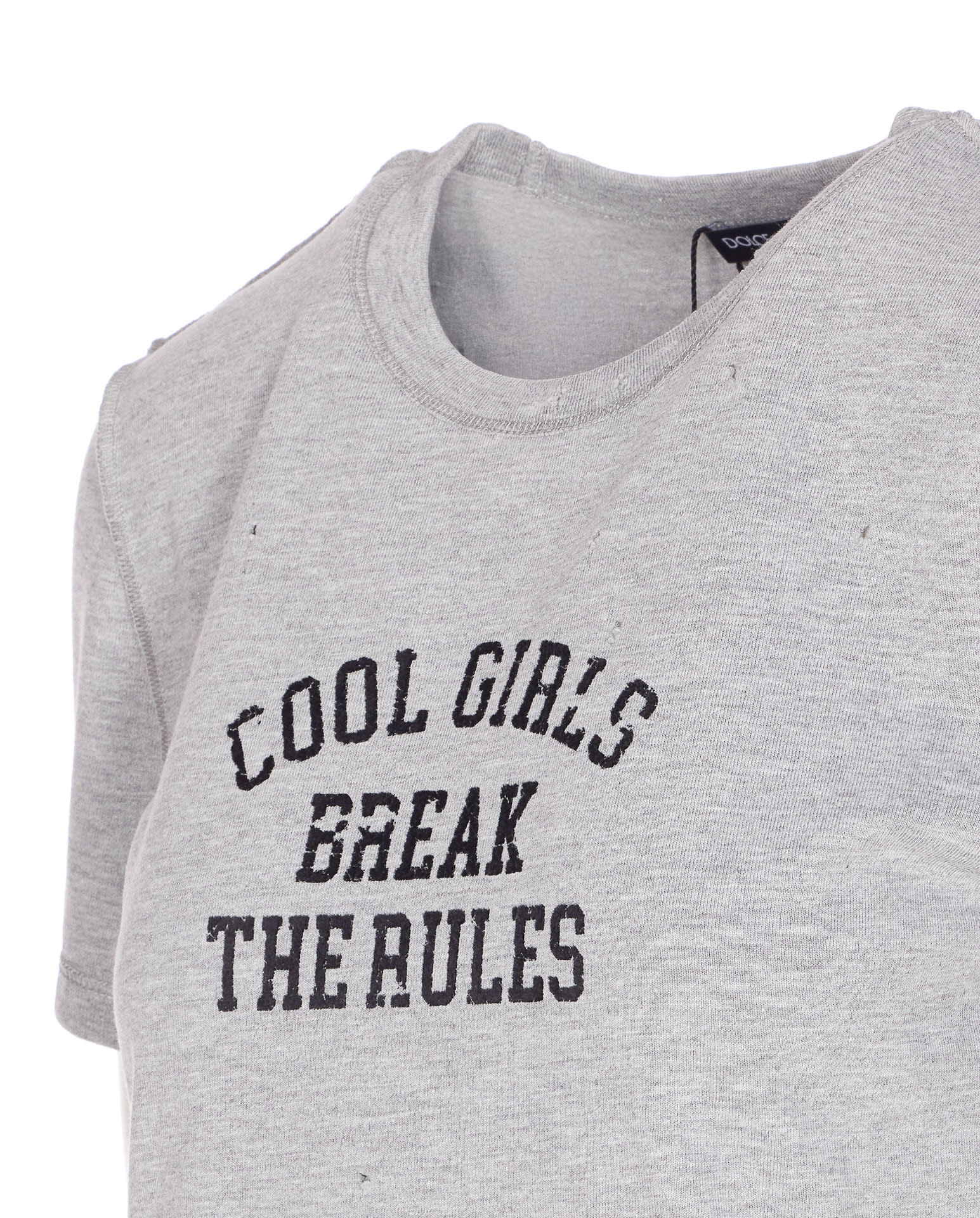 Dolce & Gabbana Graphic Print Casual Crewneck T-shirt In Gray