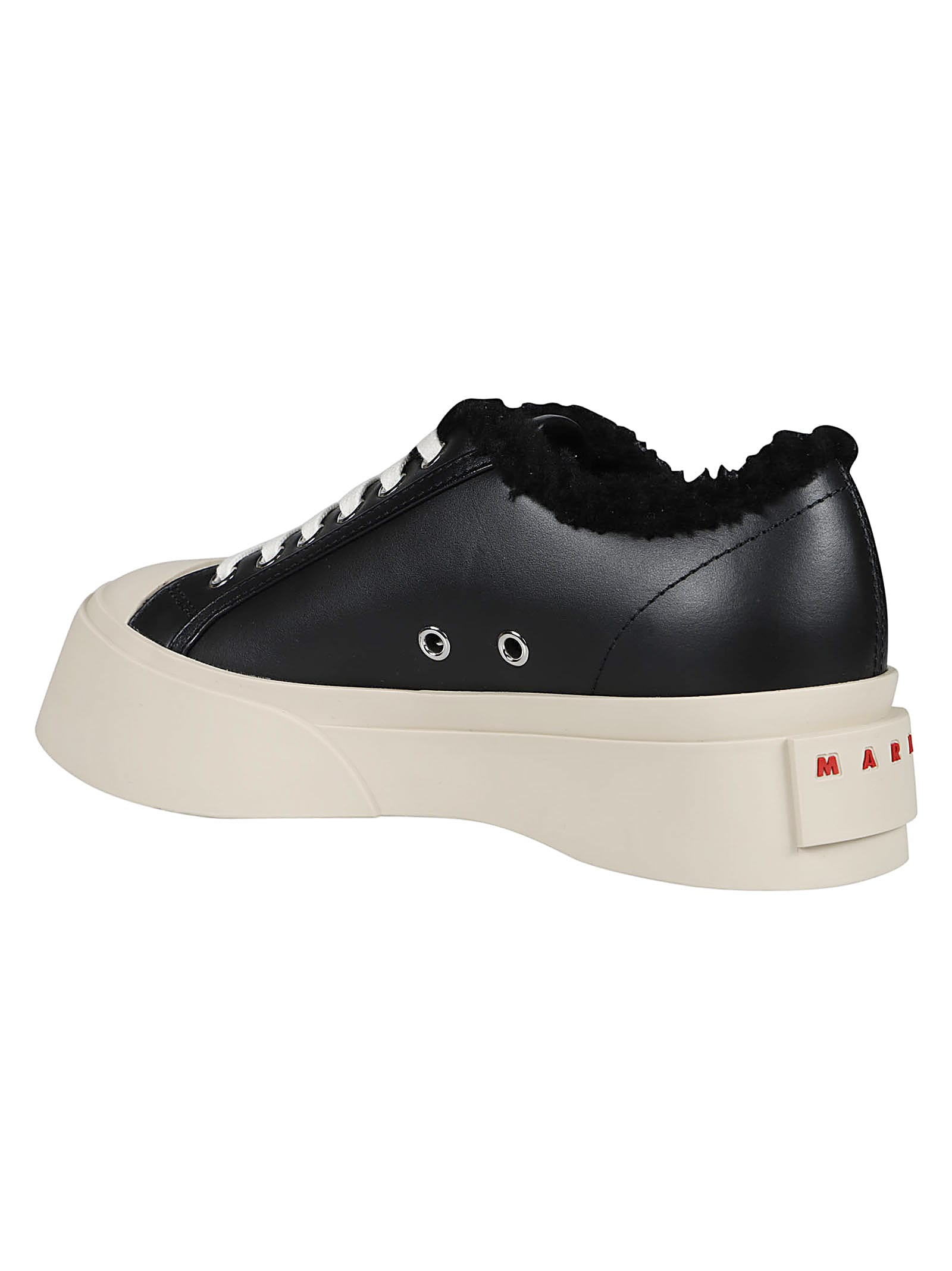 Shop Marni Pablo Lace Up Shearling Sneakers In Black