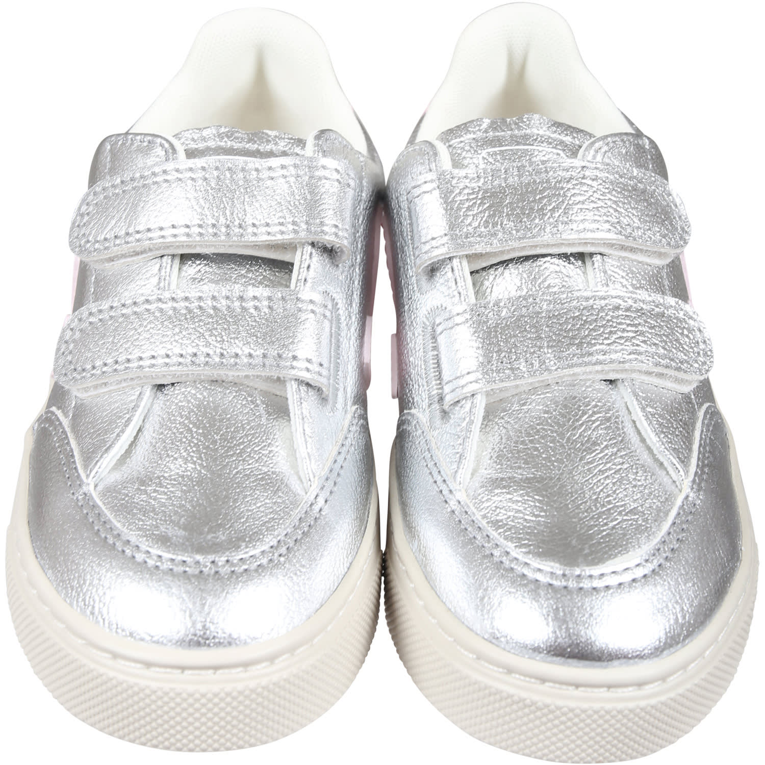 Shop Veja Silver Sneakers For Girl With Logo