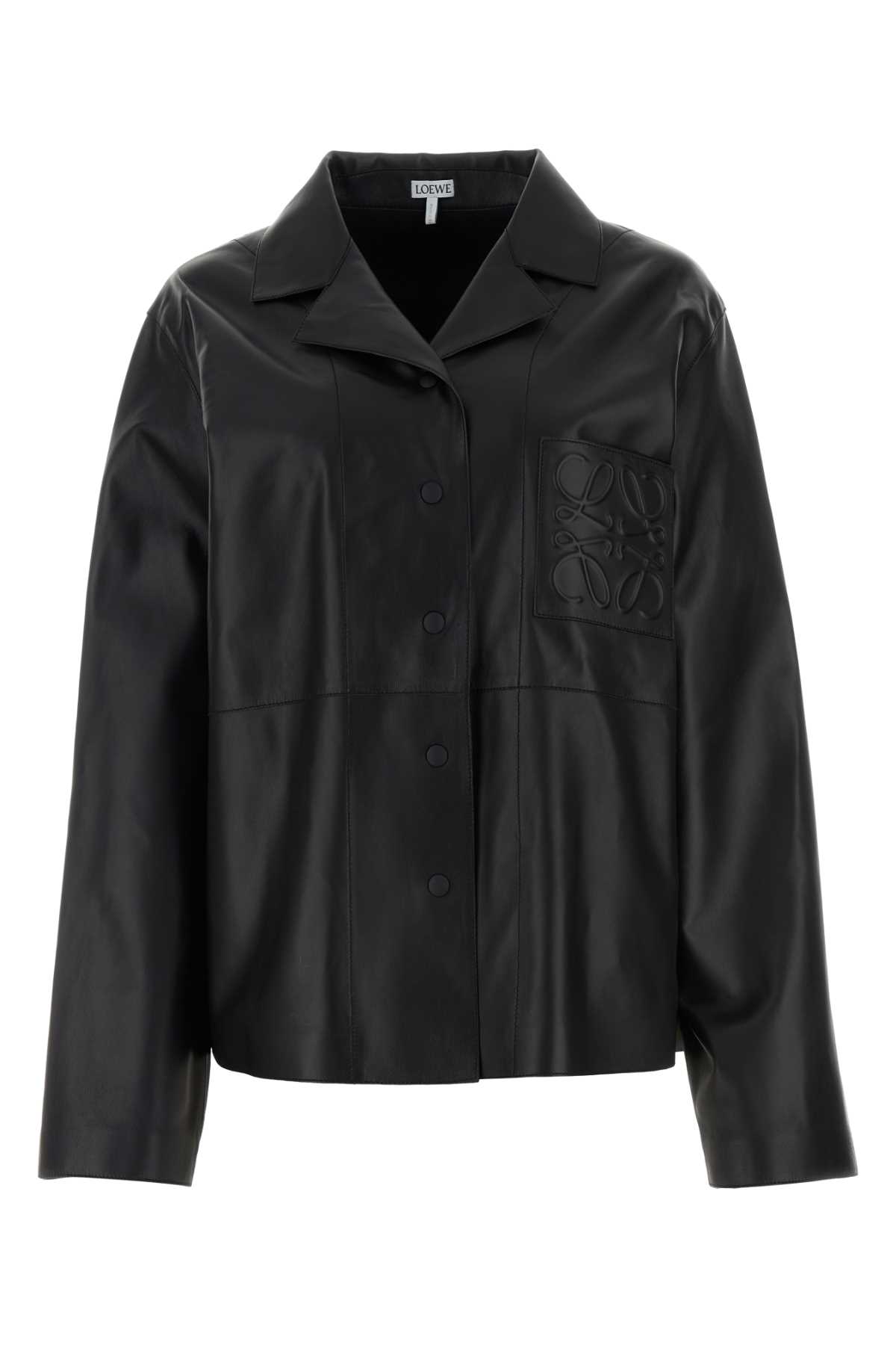 Black Leather Oversize Shirt