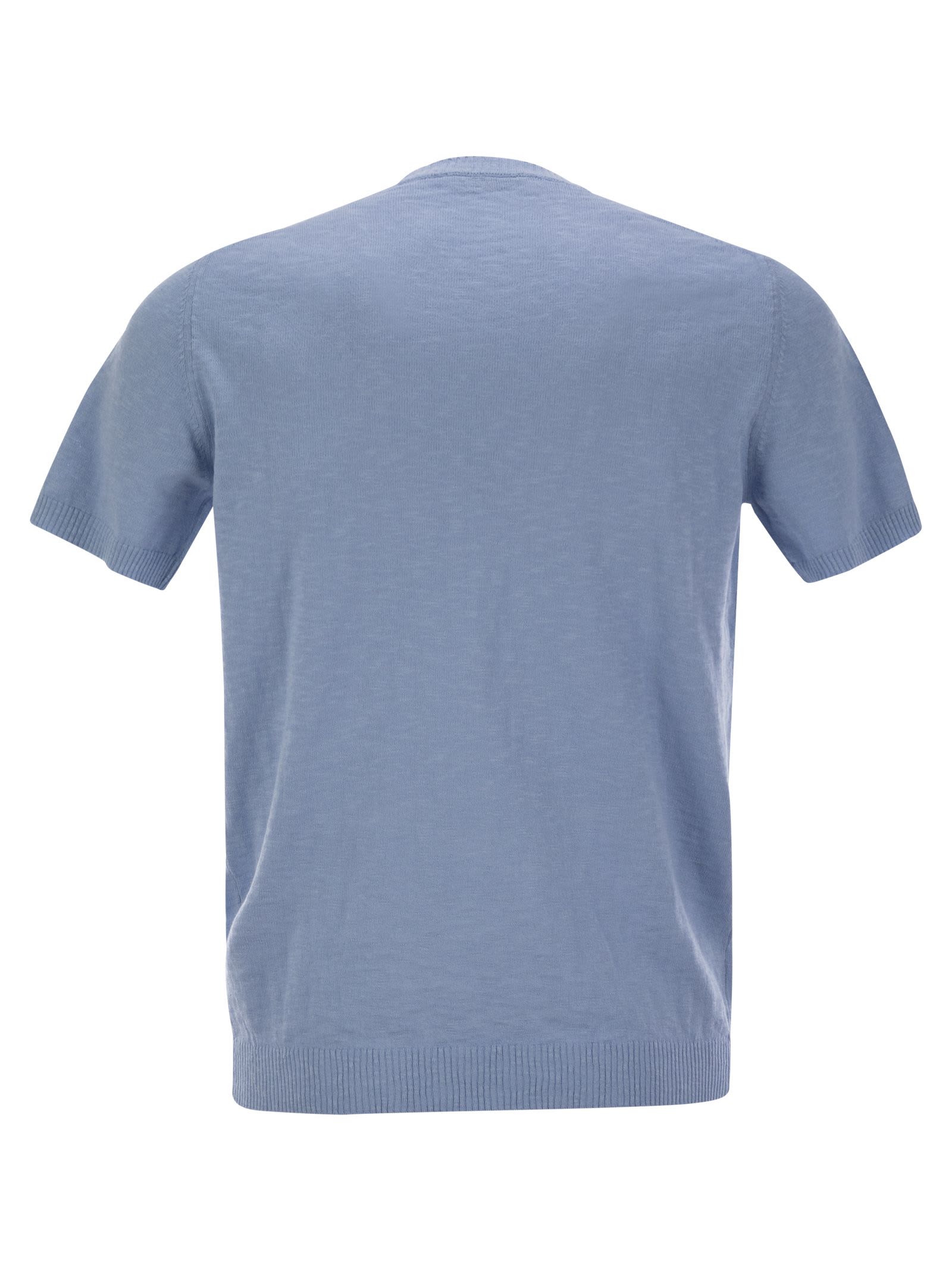 Pt Torino Crew-neck Short-sleeved Cotton Jersey In Light Blue