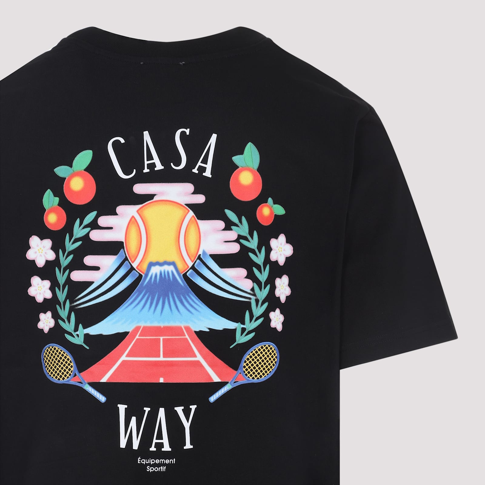Casablanca Black Crewneck T-shirt With Logo Detail On The Front And Maxi Logo Print On The Rear In Black