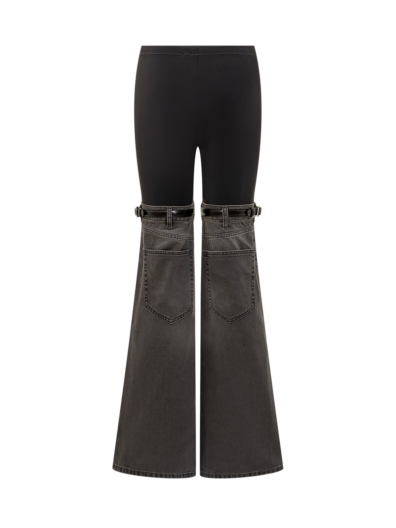 Shop Coperni Leggins With Jeans Insert In Black-grey