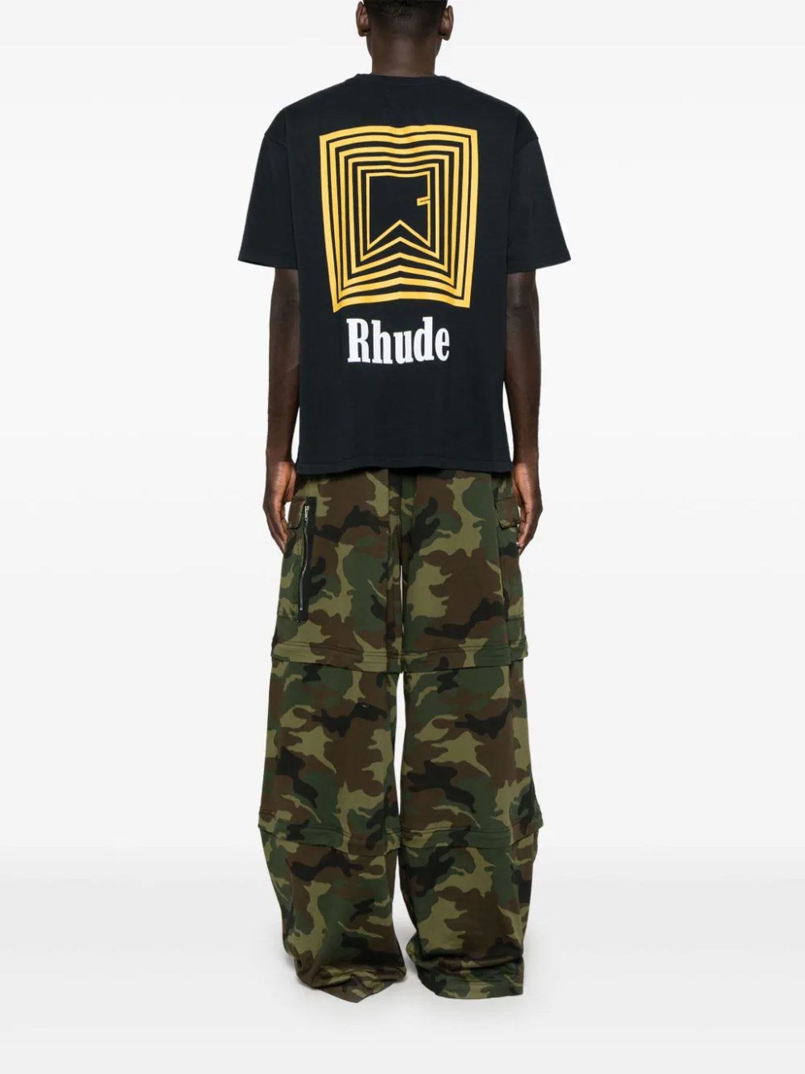 Shop Rhude T-shirts And Polos Blue In Nero