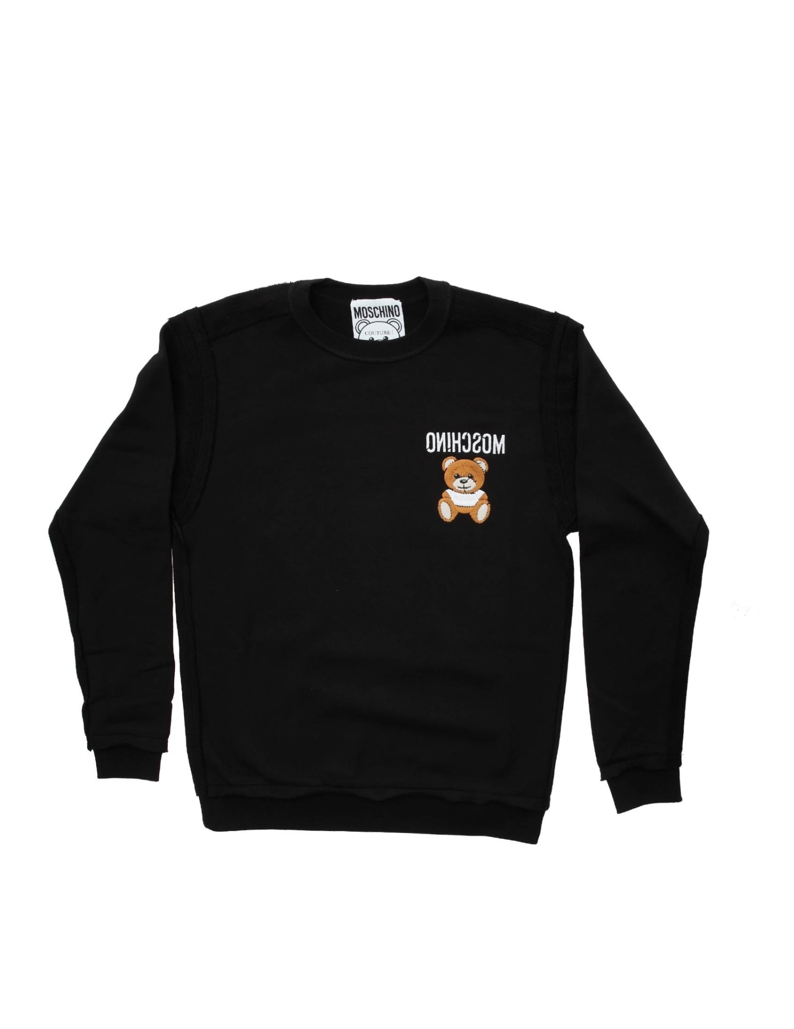 Moschino Crew Neck Sweatshirt In Black Cotton