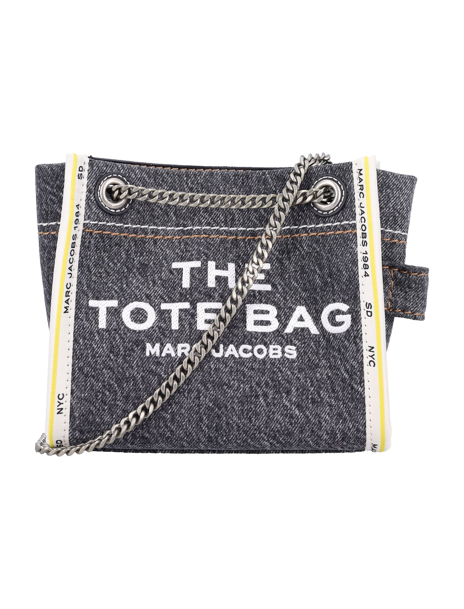 Shop Marc Jacobs The Mini Tote Bag Denim In Black Wash