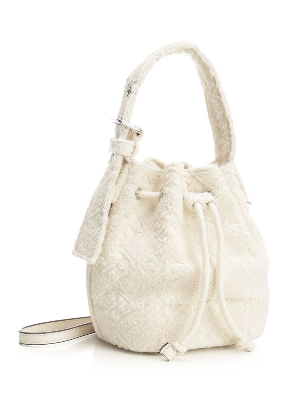 Tory Burch T Monogram Terry Mini Bucket Bag Handbags Beige In White