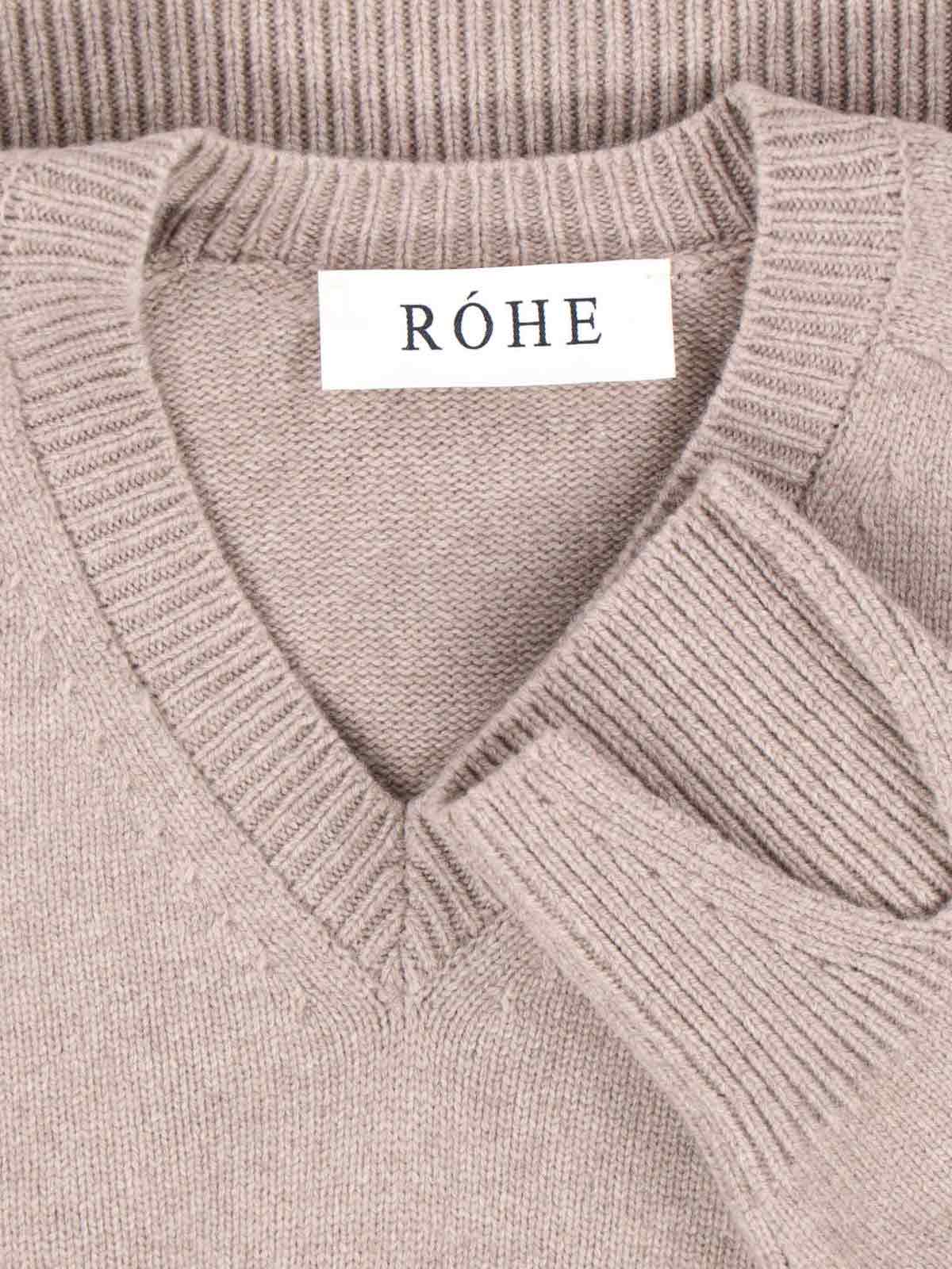 Rohe Róhe Taupe Cashmere-wool Convertible Sweater With Ribbed Details In Brown
