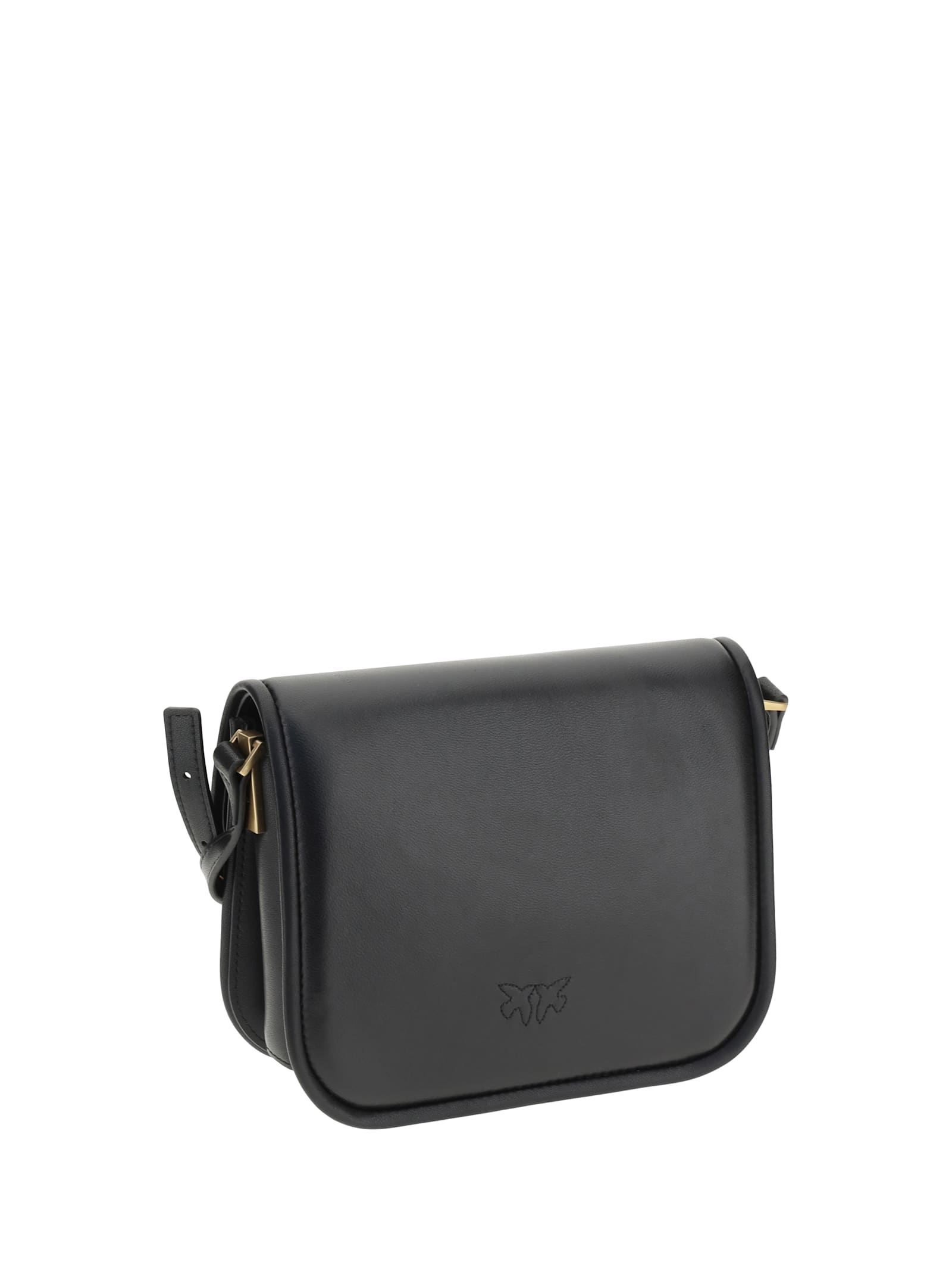 Pinko Love Box Black Crossbody Bag With Love Birds Plaque On The Front In Leather Woman In Black