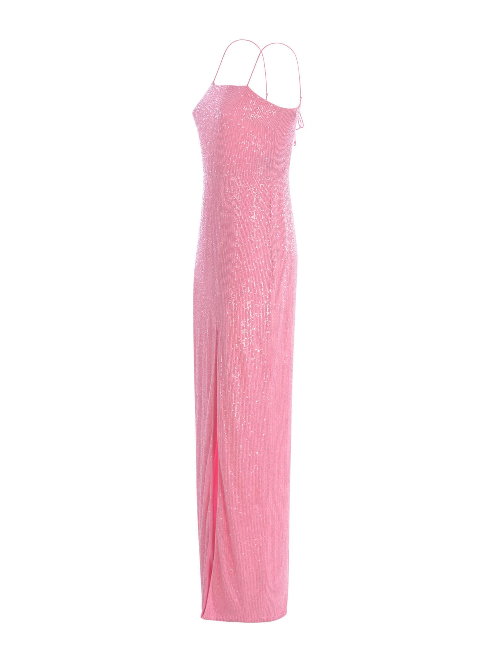 Shop Rotate Birger Christensen Long Dress Rotate Begonia Pink In Micro Sequins In Rosa
