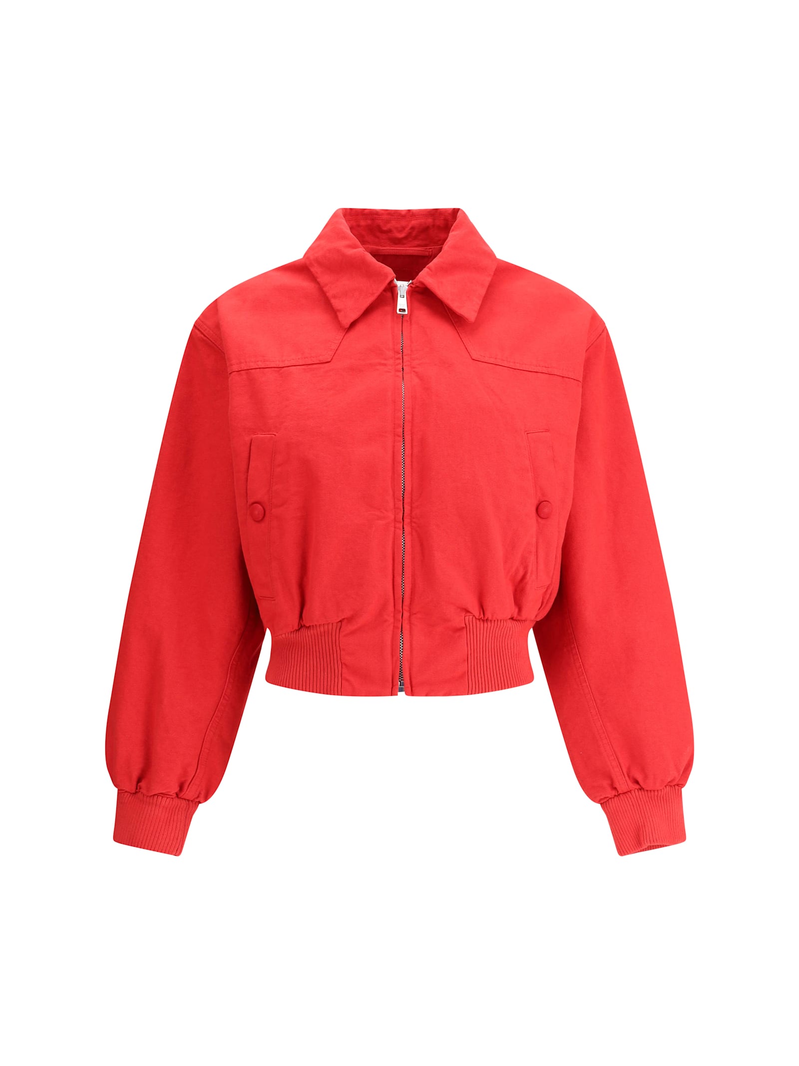 Shop Prada Jacket With Cut-out Logo In Rosso