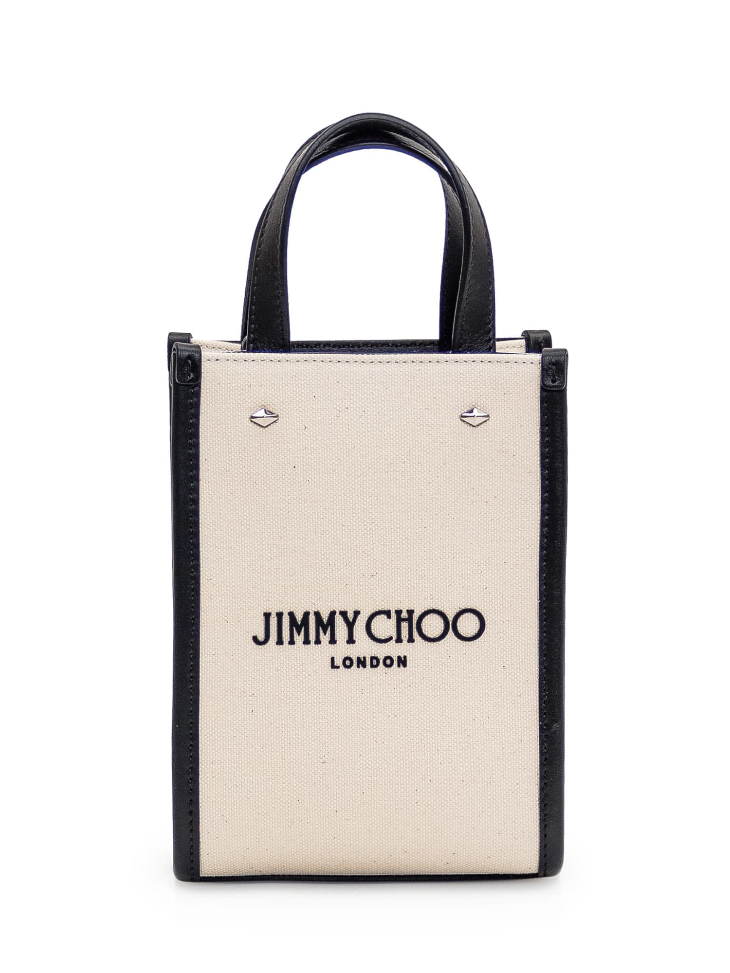 Jimmy Choo Tote Mini N/s Bag In Natural/black/silver