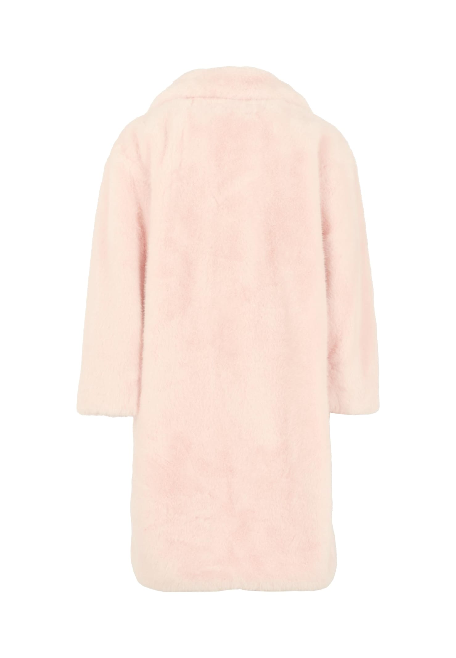 Monnalisa Pink Faux Fur Coat For Girl In Pink