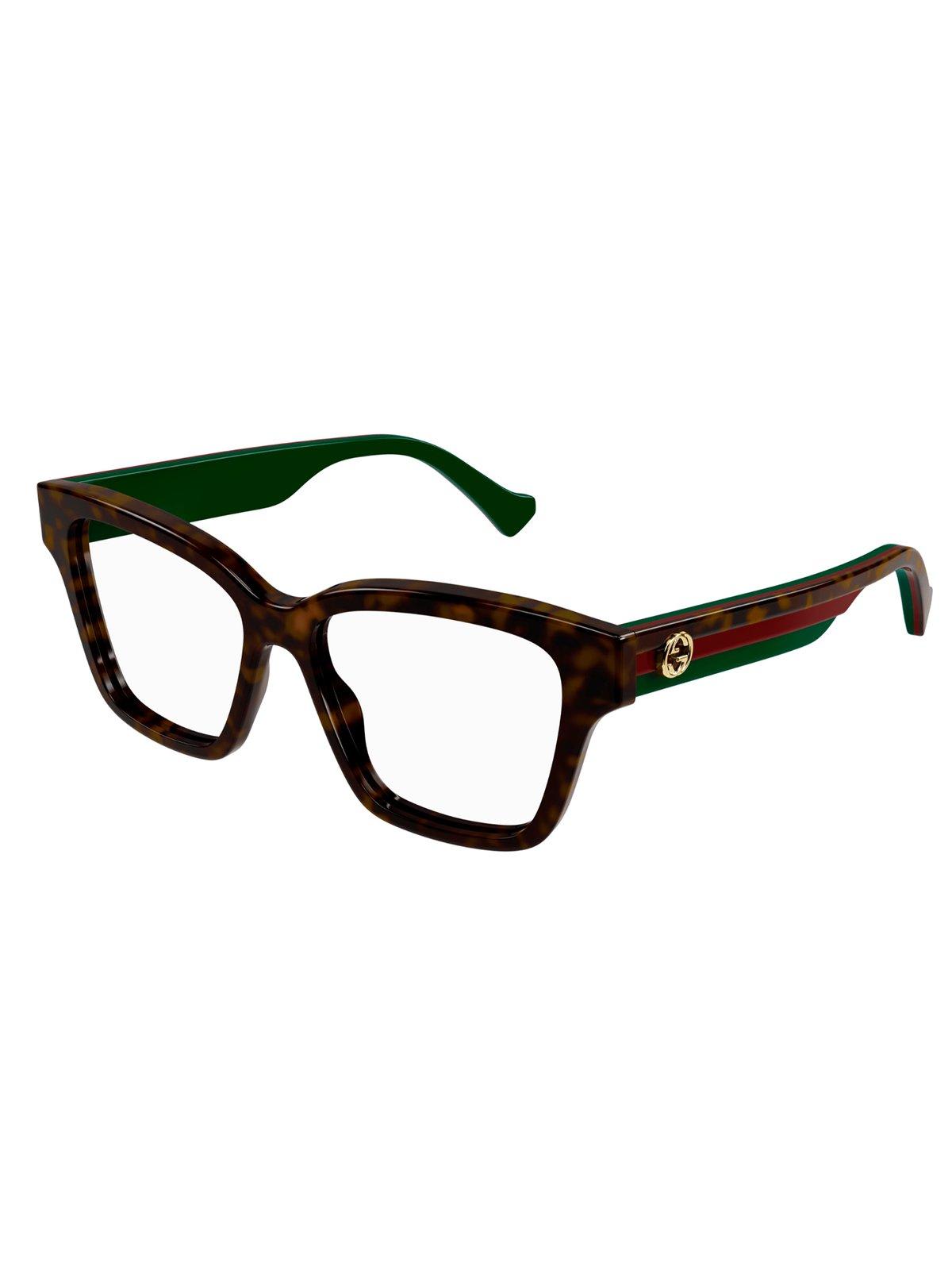Gucci Rectangle Frame Glasses In Brown