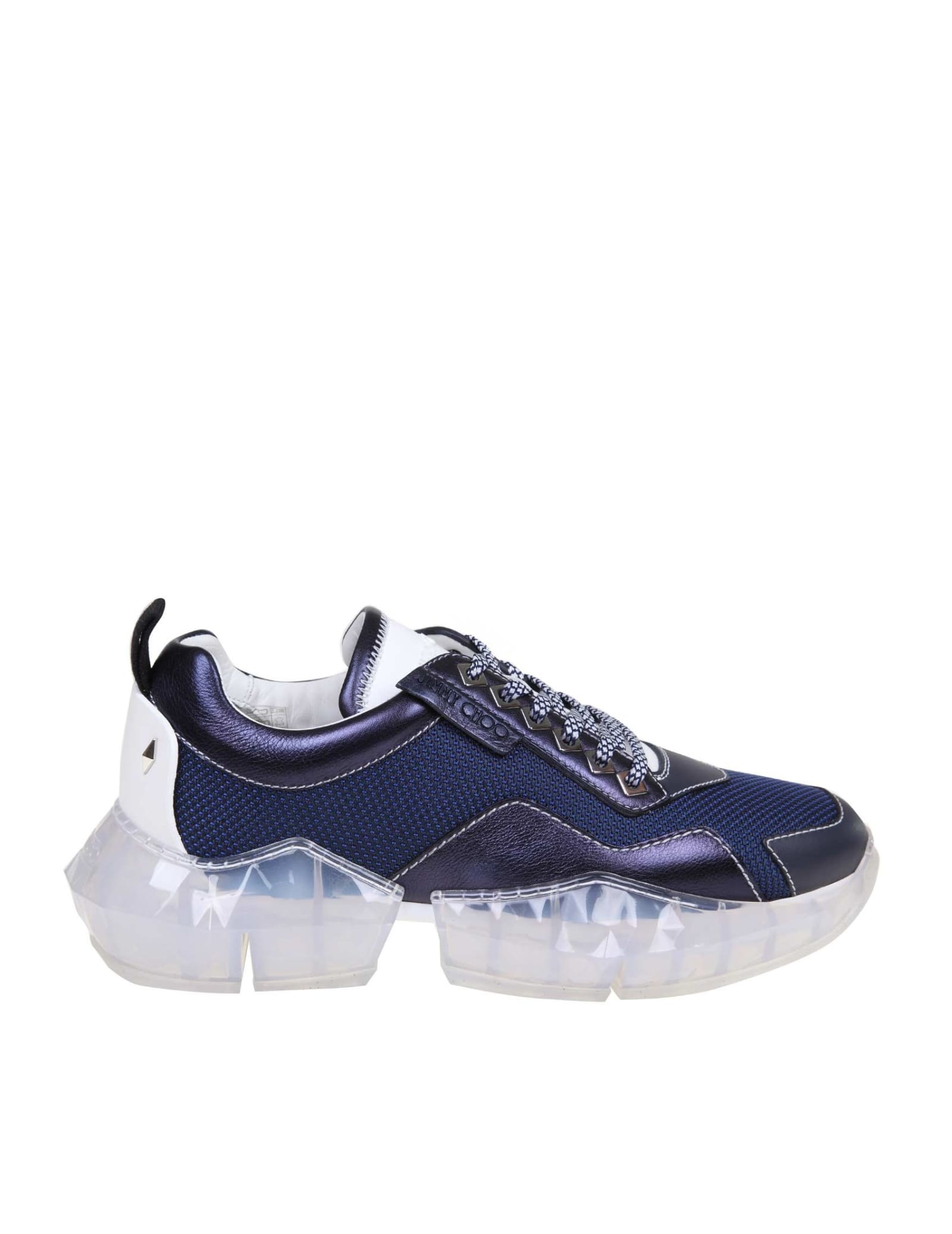 Jimmy Choo Jimmy Choo Diamond Sneakers In Fabric And Leather Color Blue ...