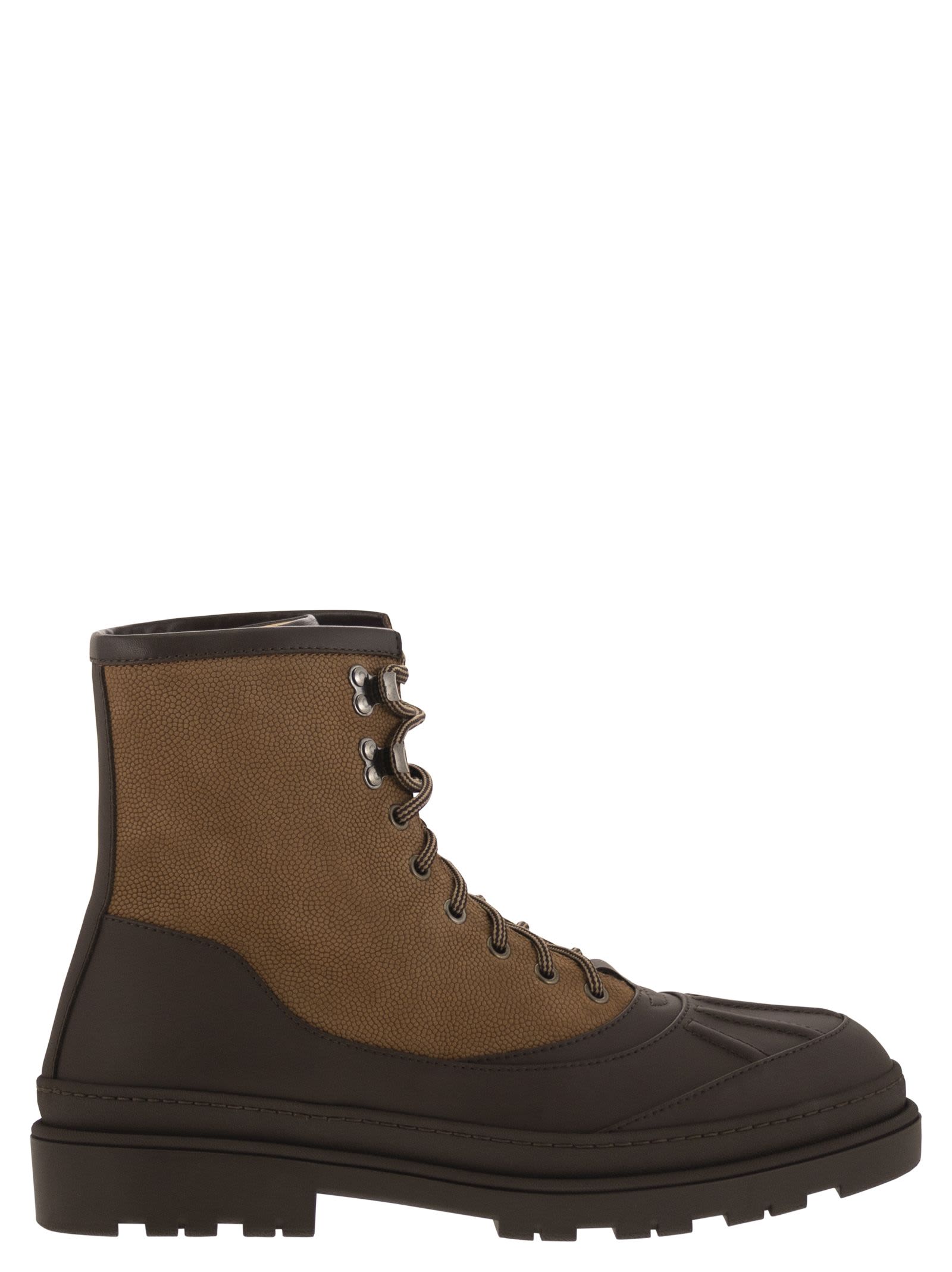 Duck Boot In Suede And Rubberised Calf Leather