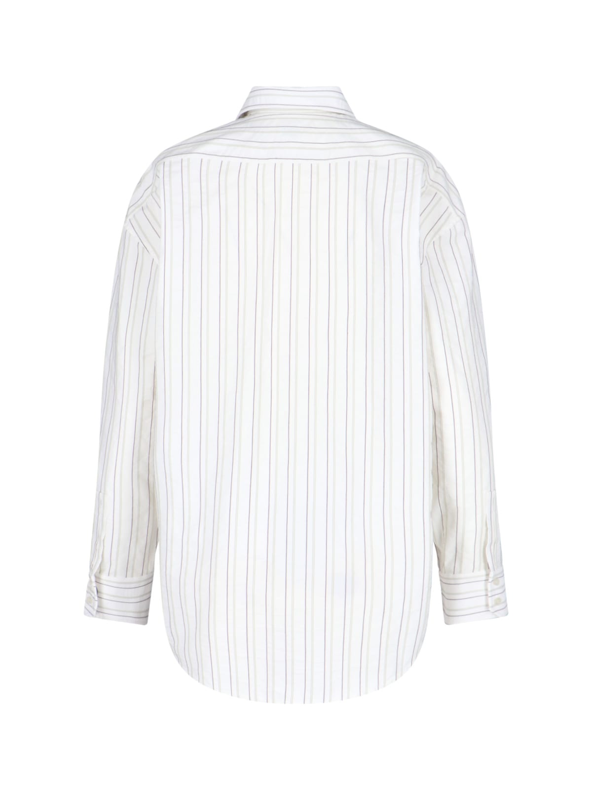Saint Laurent Striped Cotton Shirt Curved Hem