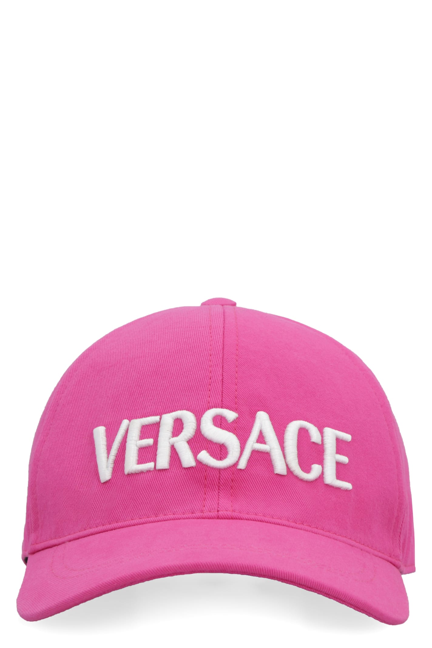Versace Embroidered Logo Cap In Fuchsia