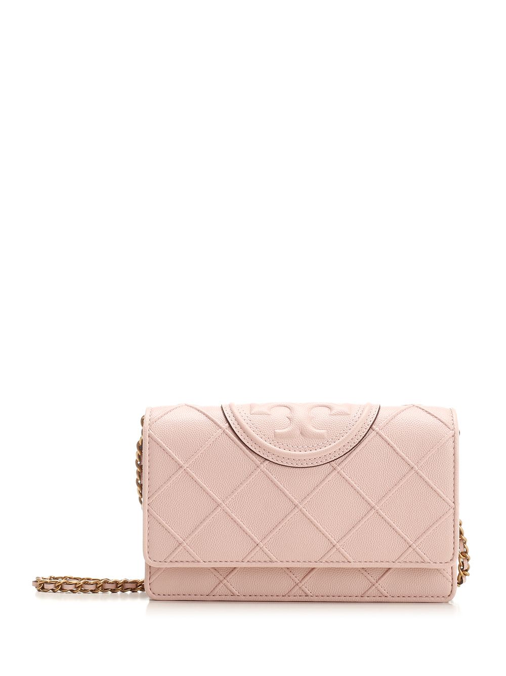 Shop Tory Burch Fleming Soft Chian Wallet In Rose