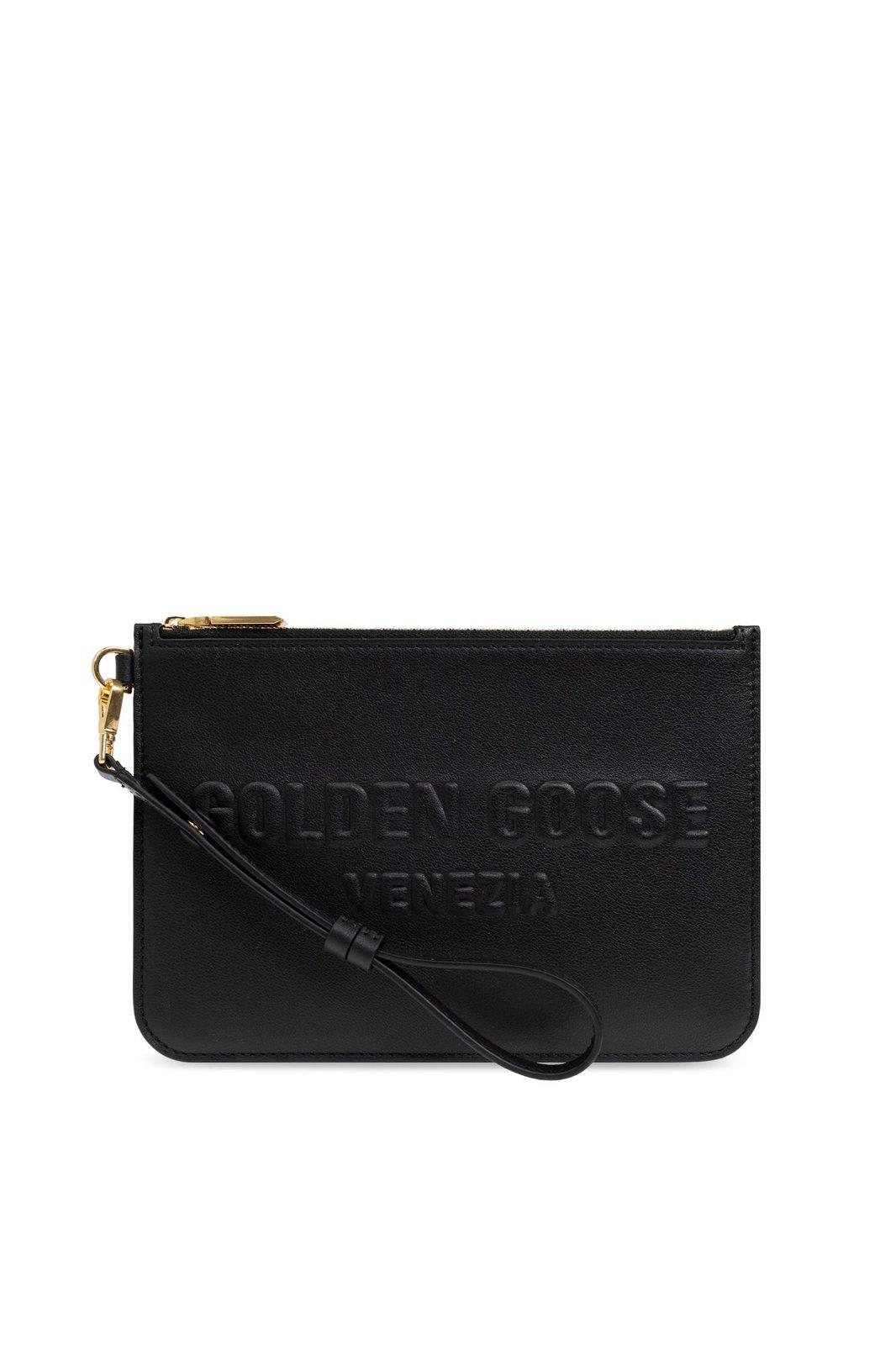 Logo Embossed Zipped Clutch Bag