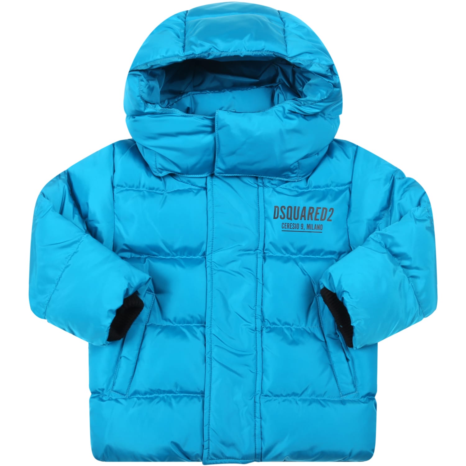 Dsquared2 Light Blue Jacket For Baby Boy With Logo