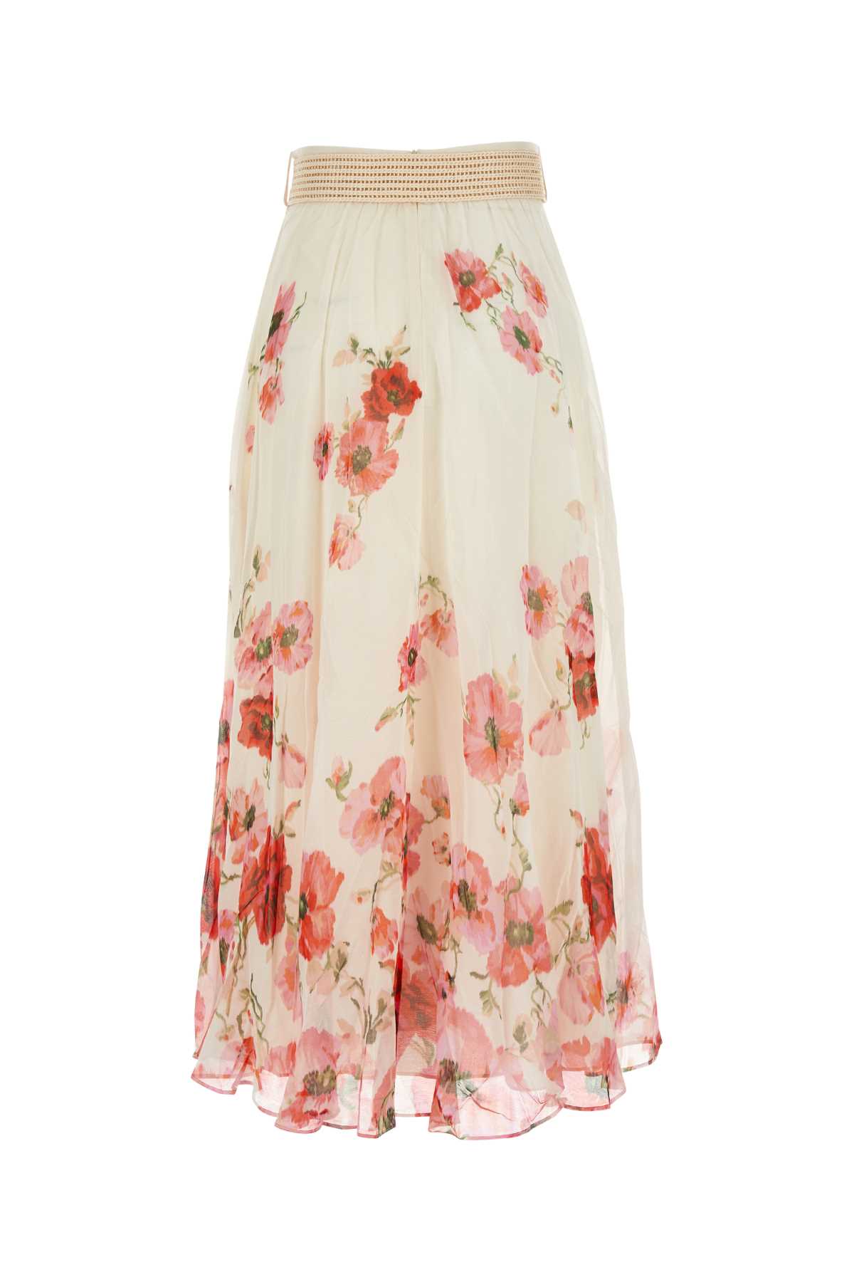 Shop Zimmermann Printed Cotton Blend Lightburst Skirt In Creamredfloral