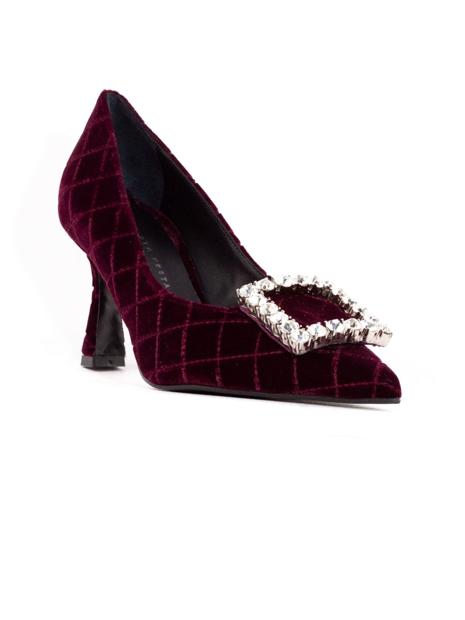 Shop Roberto Festa Bordeaux Quilted Velvet Lilly Pumps