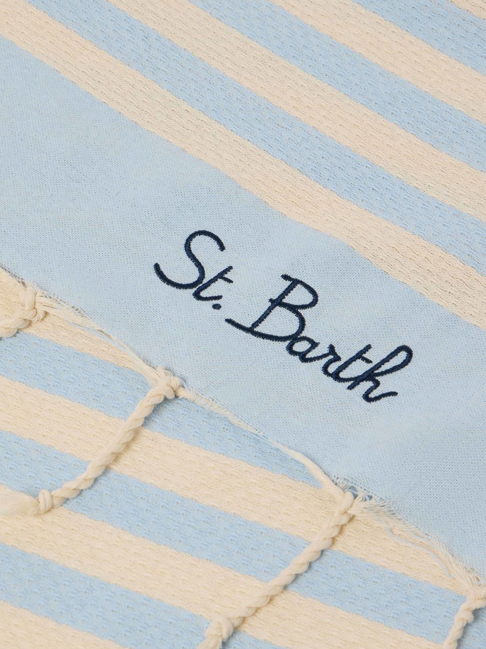 MC2 SAINT BARTH COTTON BEACH TOWEL FOUTA WITH LIGHT BLUE STRIPED PRINT