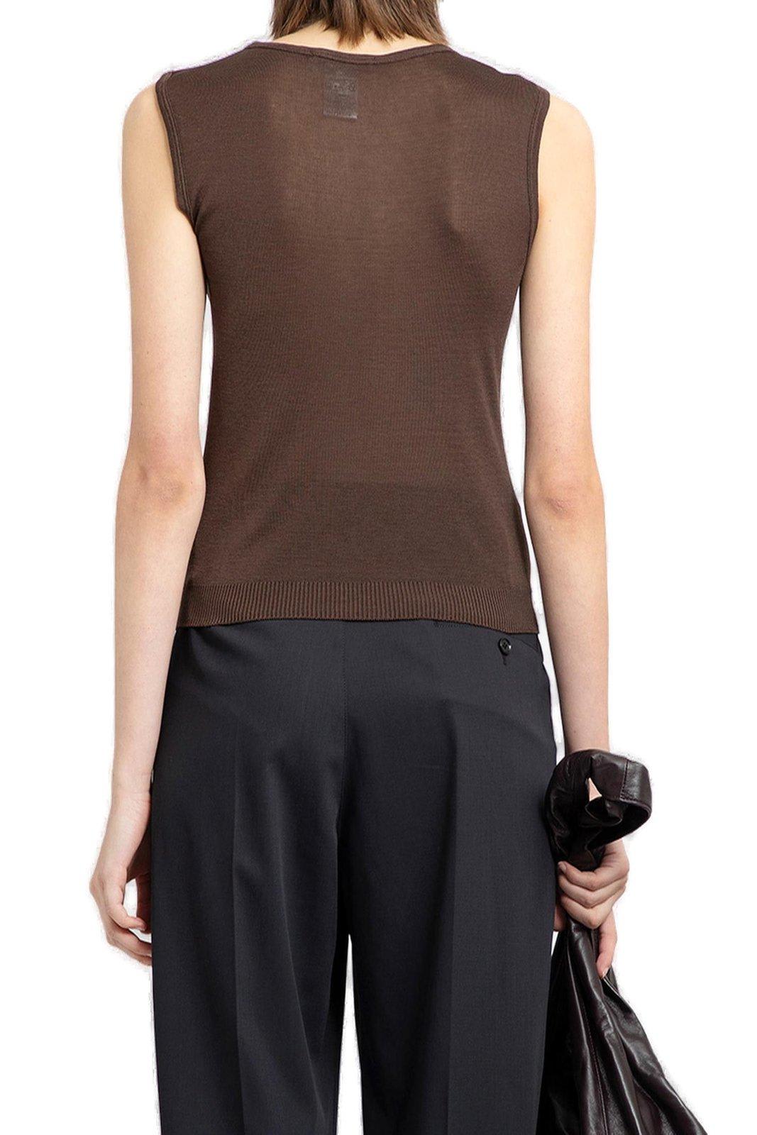 Shop Lemaire Semi-sheer Ribbed Knitted Tank Top In Dark Chocolate