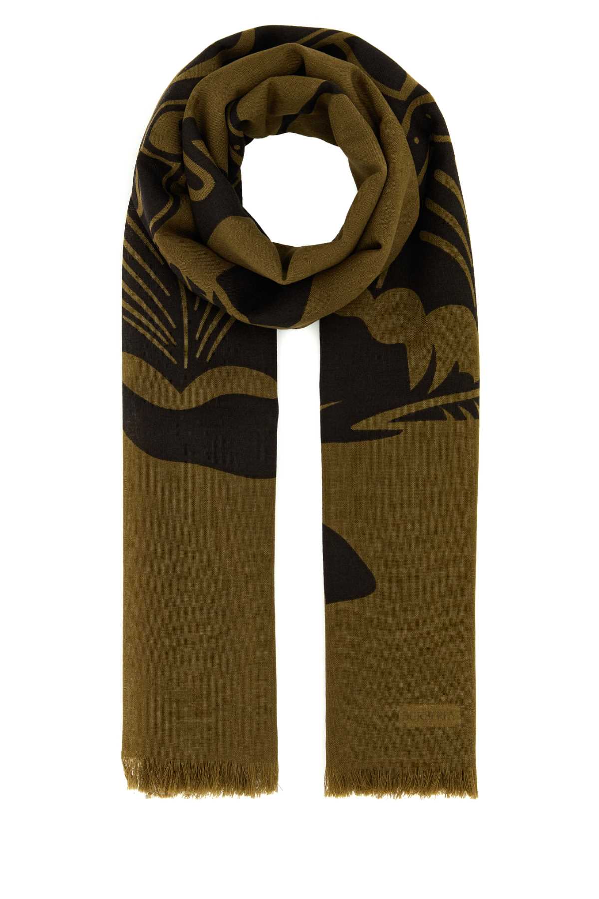 Shop Burberry Embroidered Wool Scarf In Camp