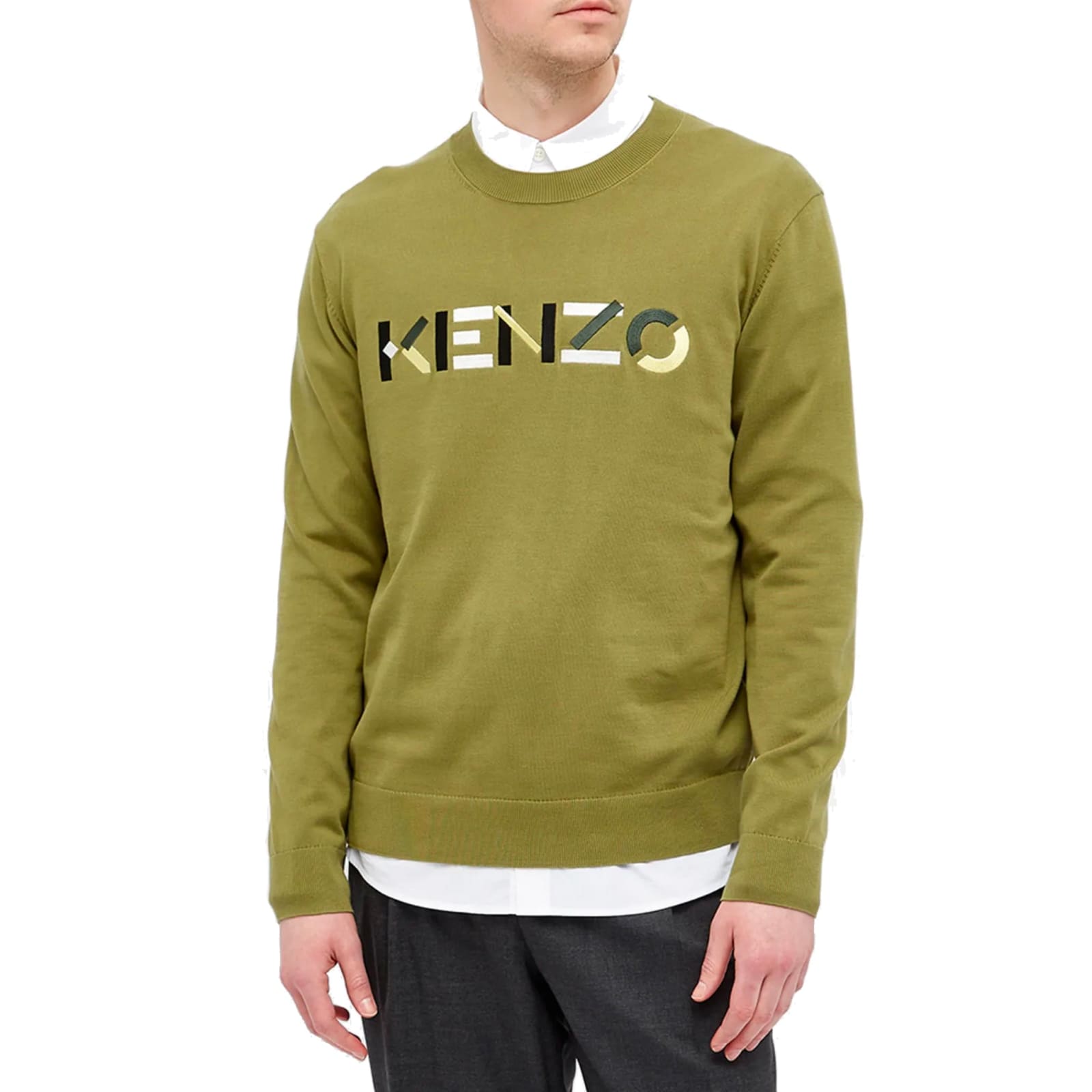Shop Kenzo Logo Sweater In Green