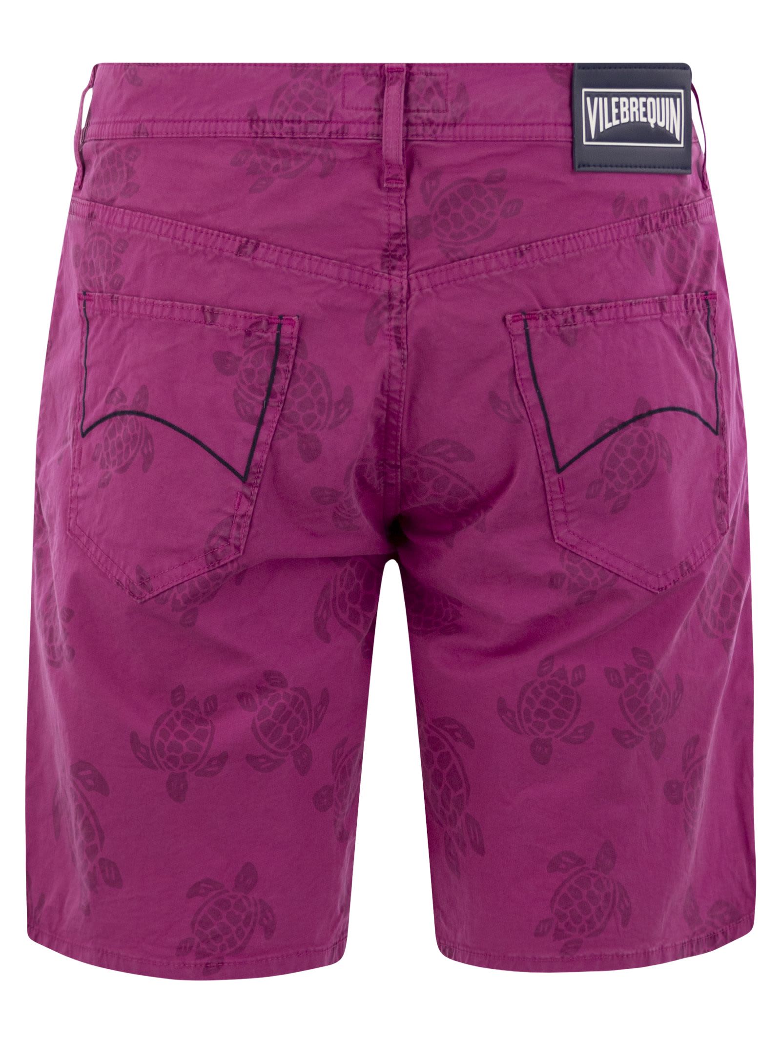 Shop Vilebrequin Bermuda Shorts With Ronde Des Tortues Resin Print In Fuchsia