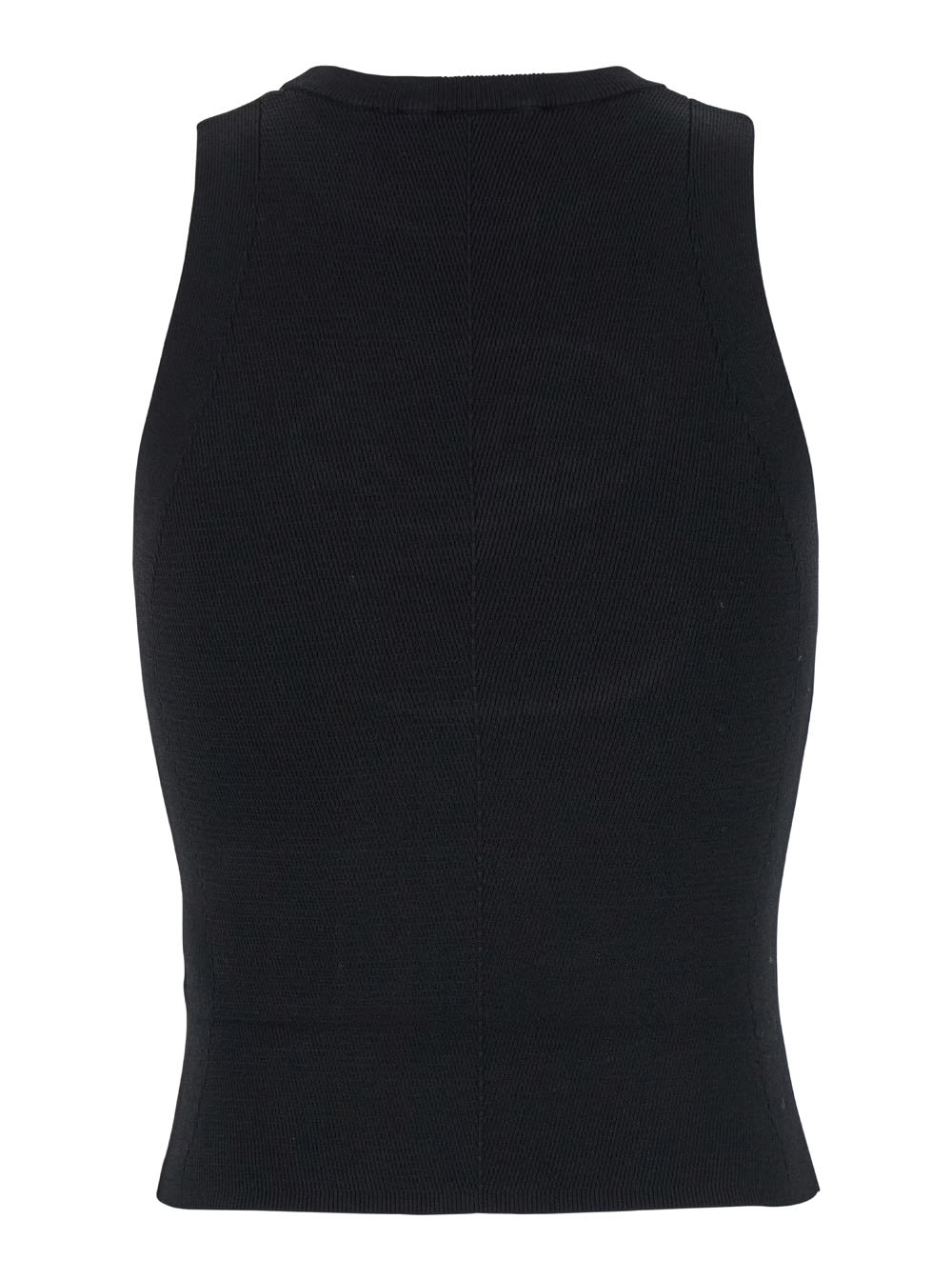 Shop Diesel Black Tank Top With D-logo In Ribbed Knit Woman